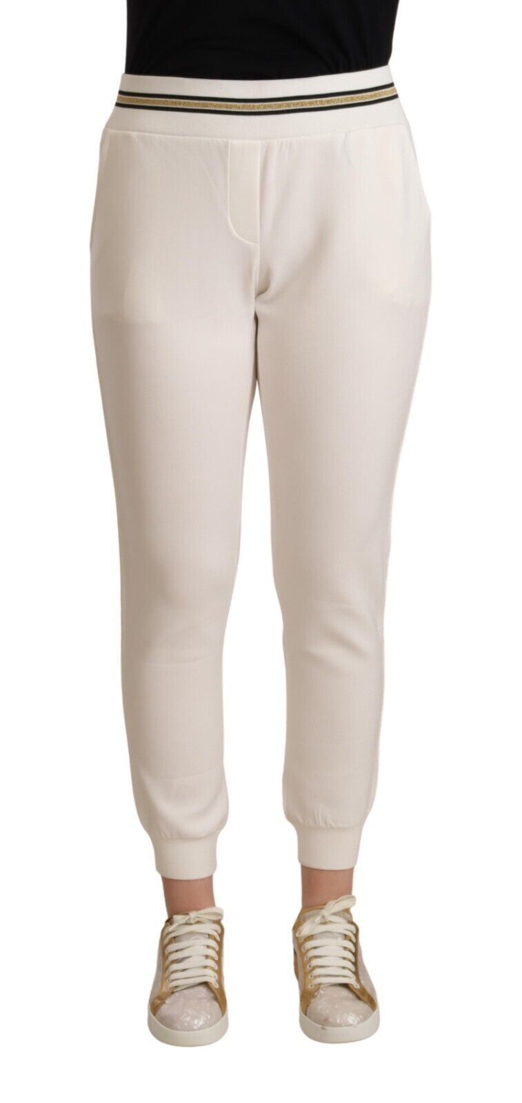 Patrizia Pepe white polyester mid-rise joggers