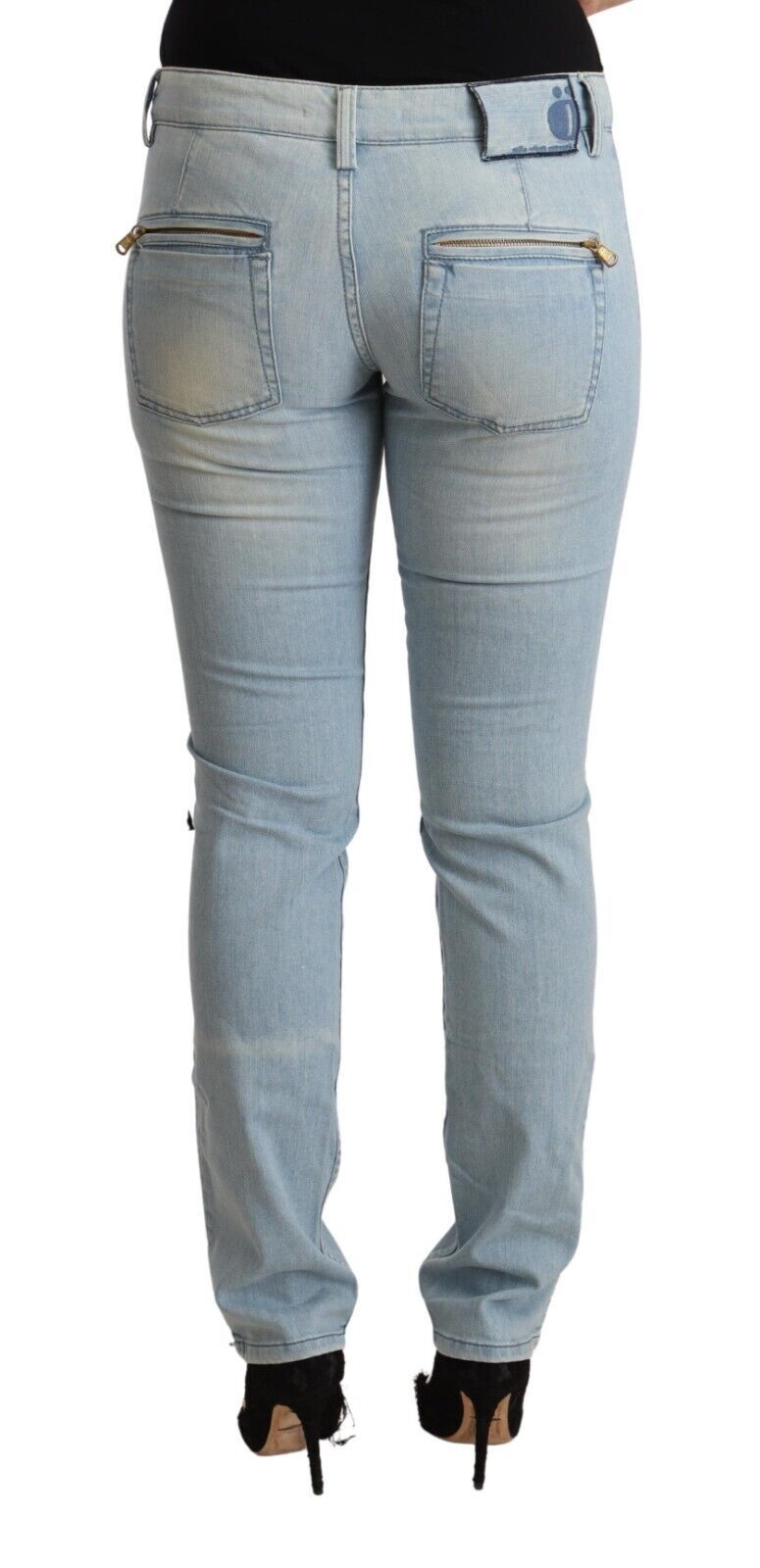 MILA SCHÖN Hellblaue Slim Fit Denim Jeans aus Baumwolle mit mittlerer Taille
