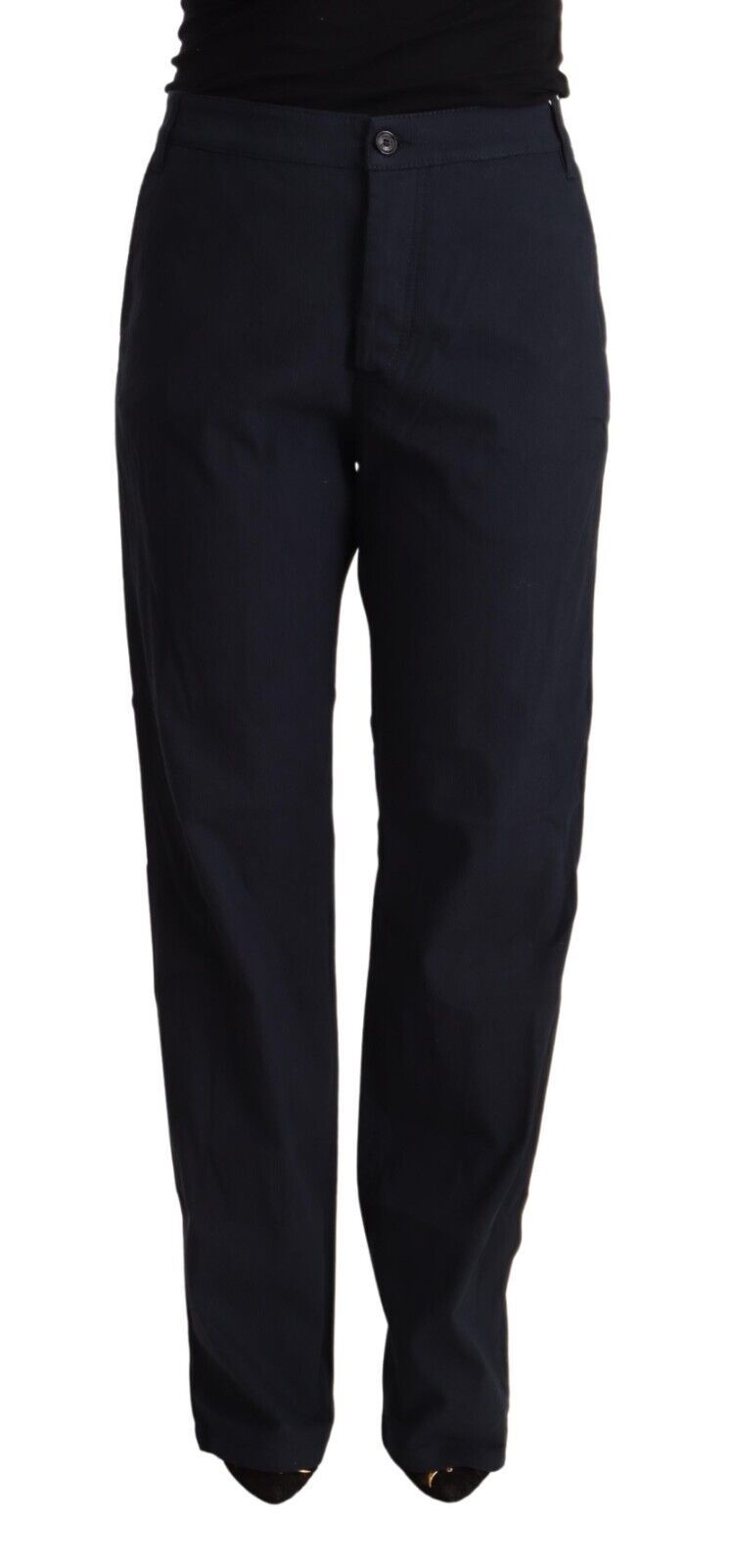 Exte Siyah daralan yüksek bel pamuklu pantolon