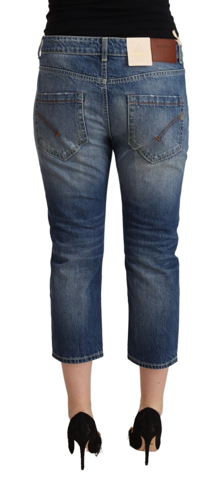 Dondup Blau gewaschene Capri-Denim-Jeans mit mittlerer Taille