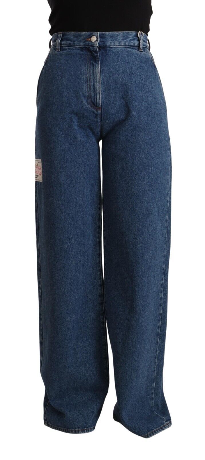 GCDS Blaue Baumwolljeans mit hoher Taille und weitem Bein, Boot Cut Denim