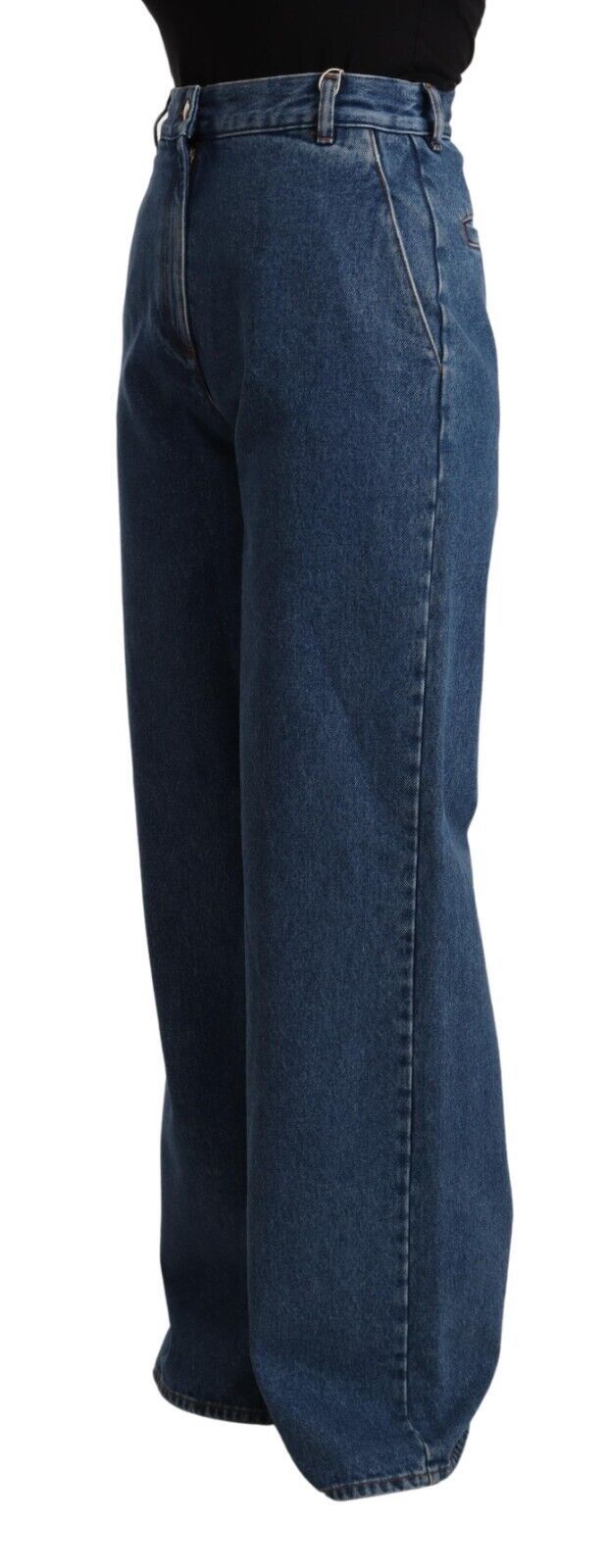 GCDS Blaue Baumwolljeans mit hoher Taille und weitem Bein, Boot Cut Denim