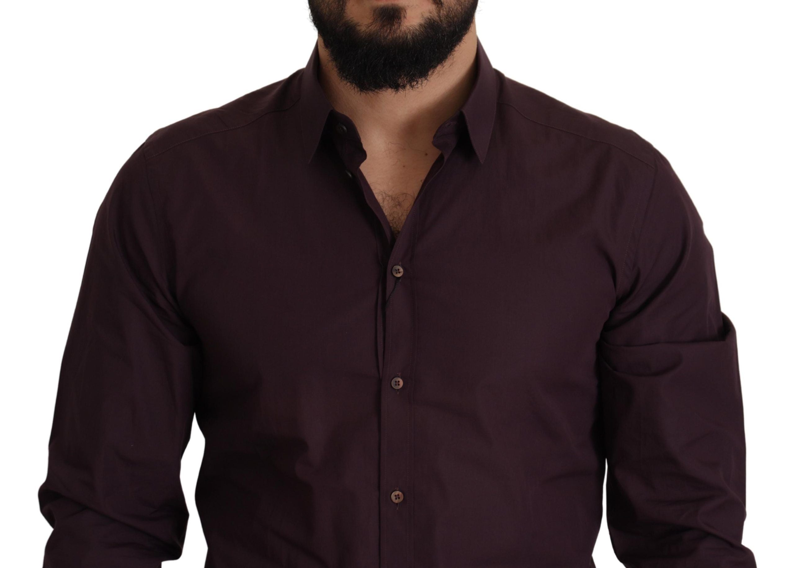 Dolce &amp; Gabbana Purple Cotton GOLD Slim Fit Dress Shirt
