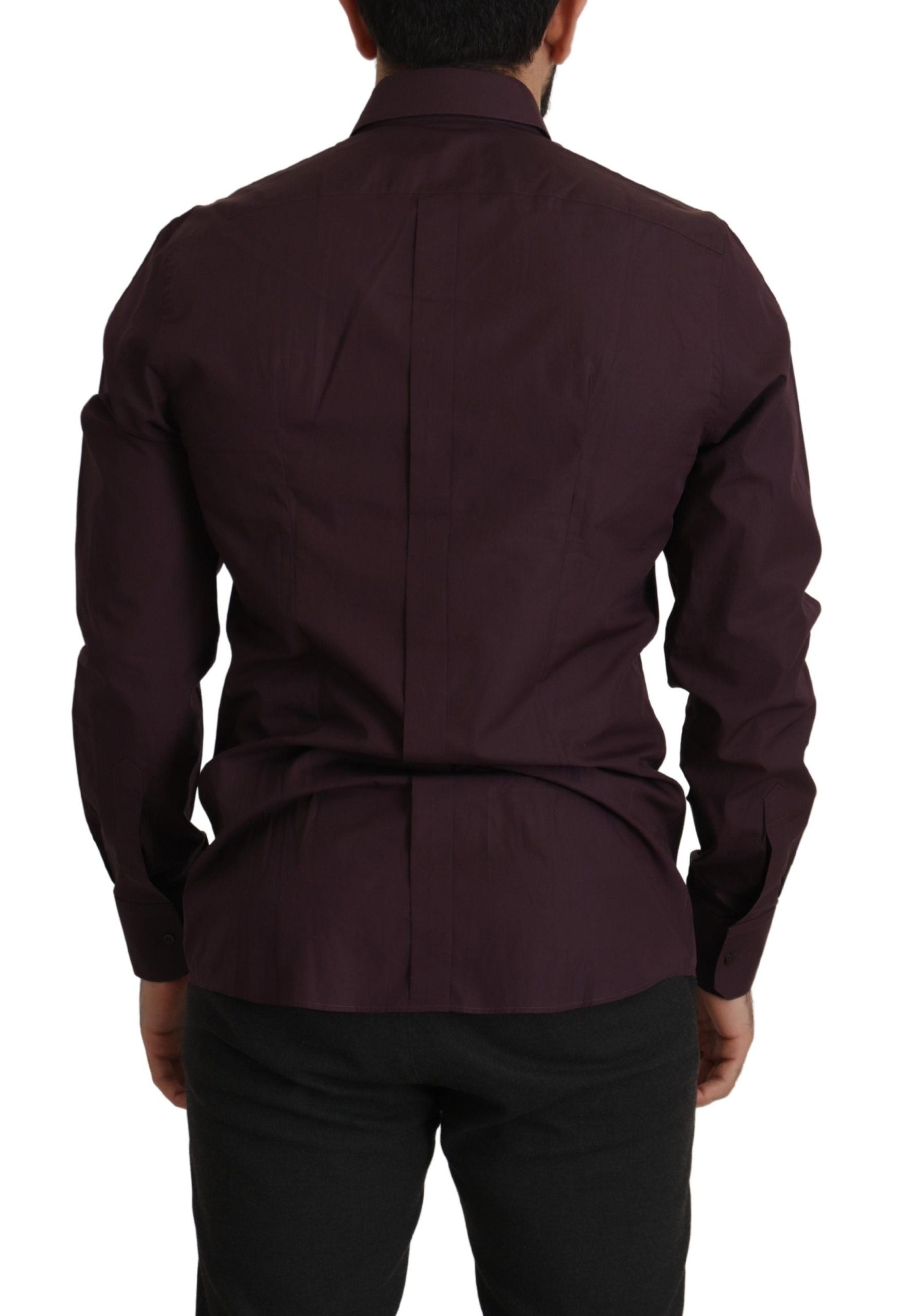 Dolce &amp; Gabbana Purple Cotton GOLD Slim Fit Dress Shirt