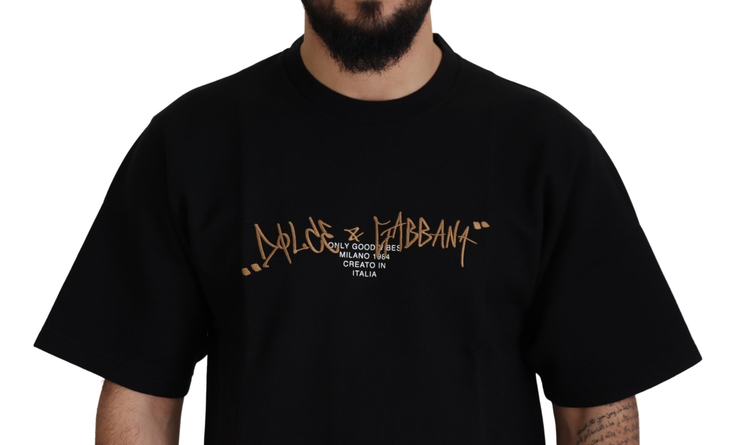 Dolce &amp; Gabbana Black cotton crew neck logo t-shirt