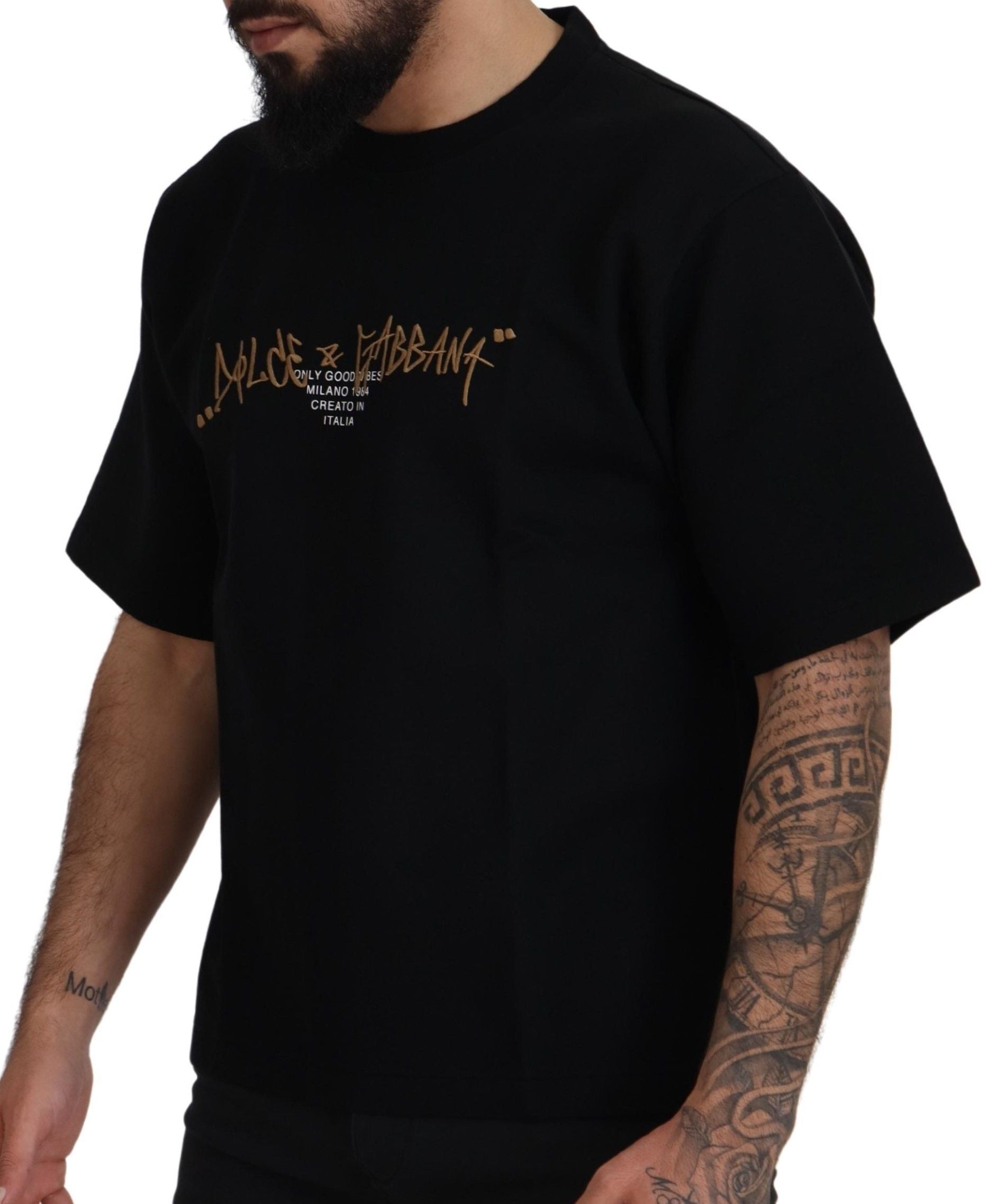 Dolce &amp; Gabbana Black cotton crew neck logo t-shirt