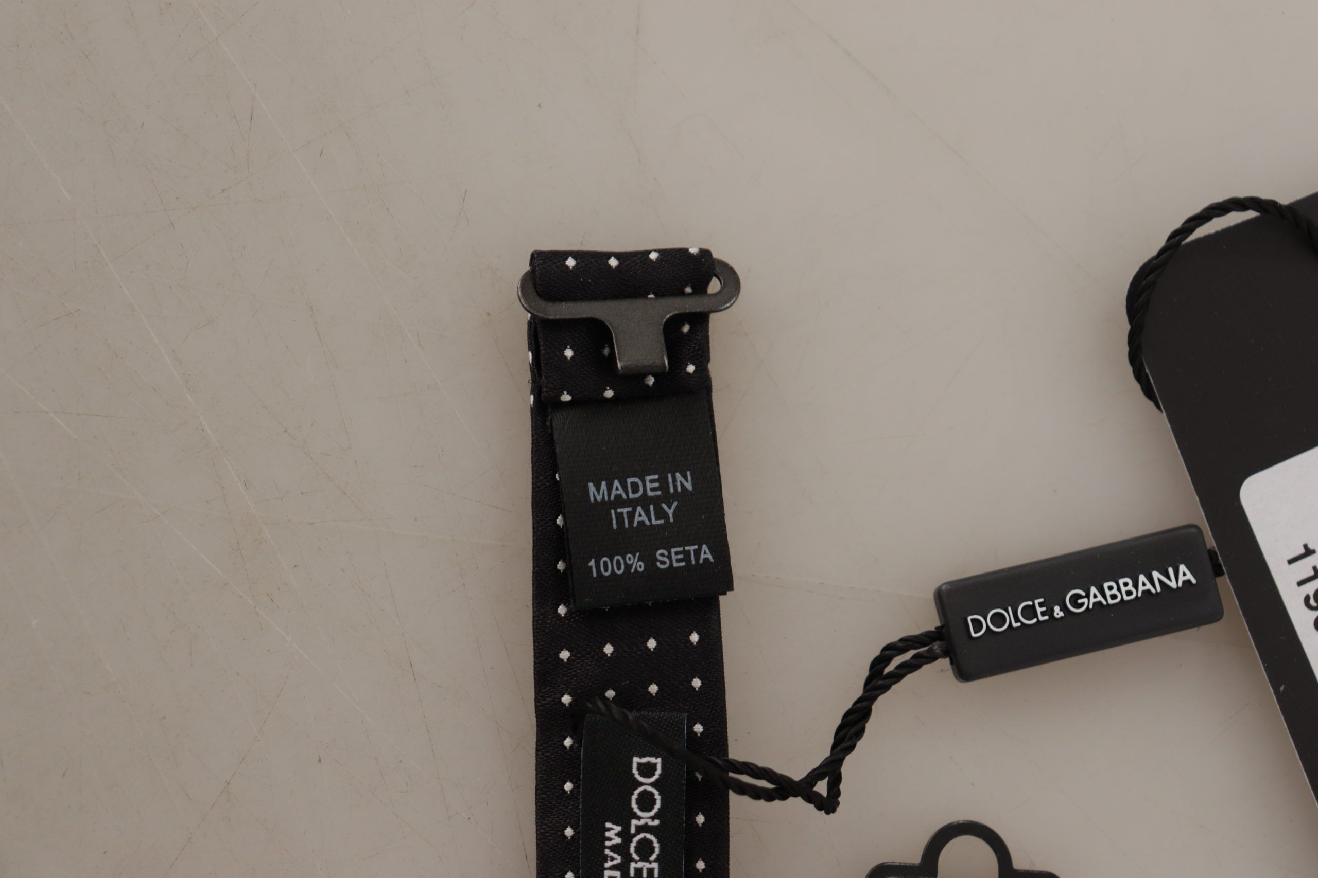 Dolce & Gabbana Schwarz Weiß Polka Dot Verstellbare Hals Papillon Fliege