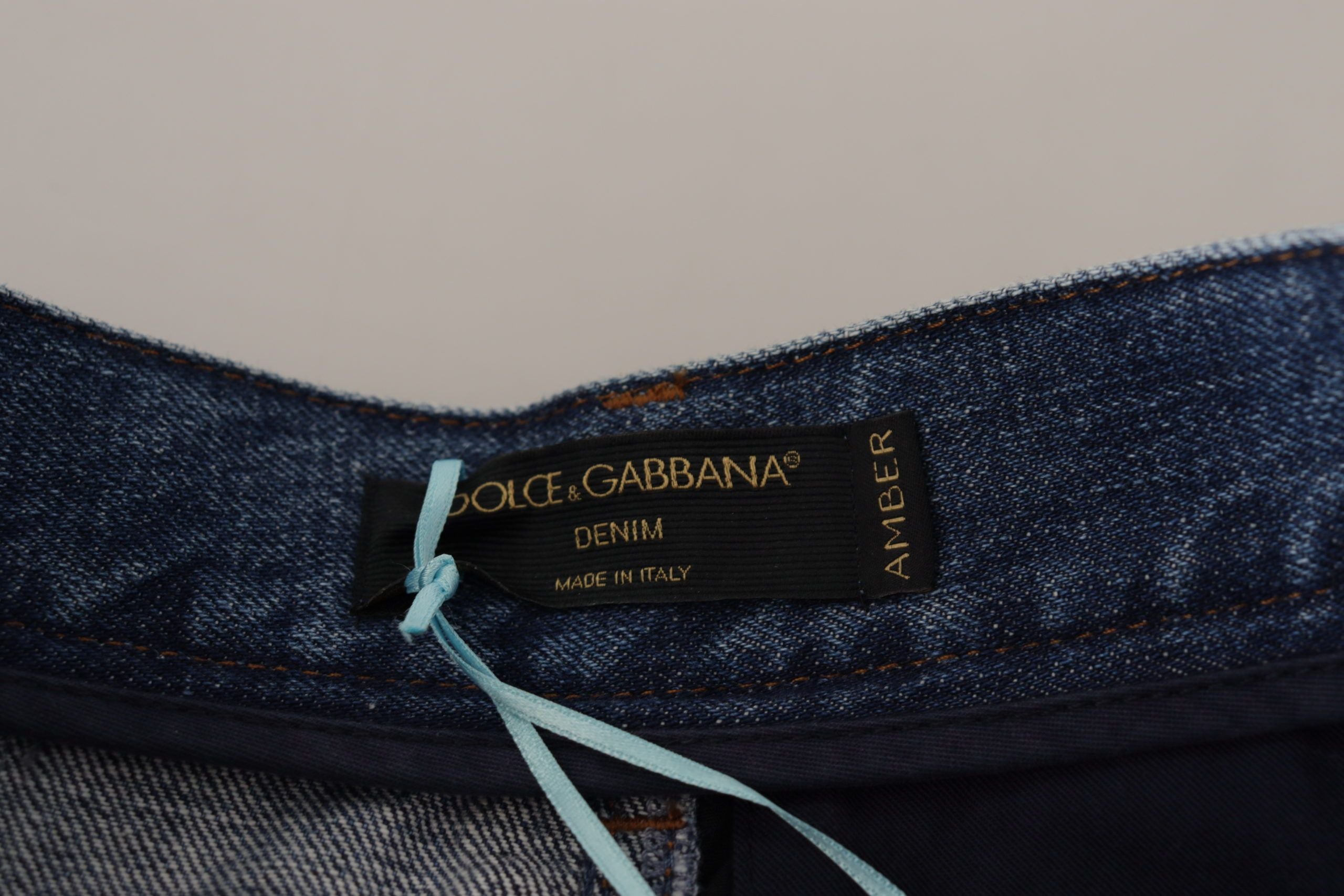 Dolce &amp; Gabbana Blue Jeans Jakarlı Majolica Yüksek Bel Pantolon