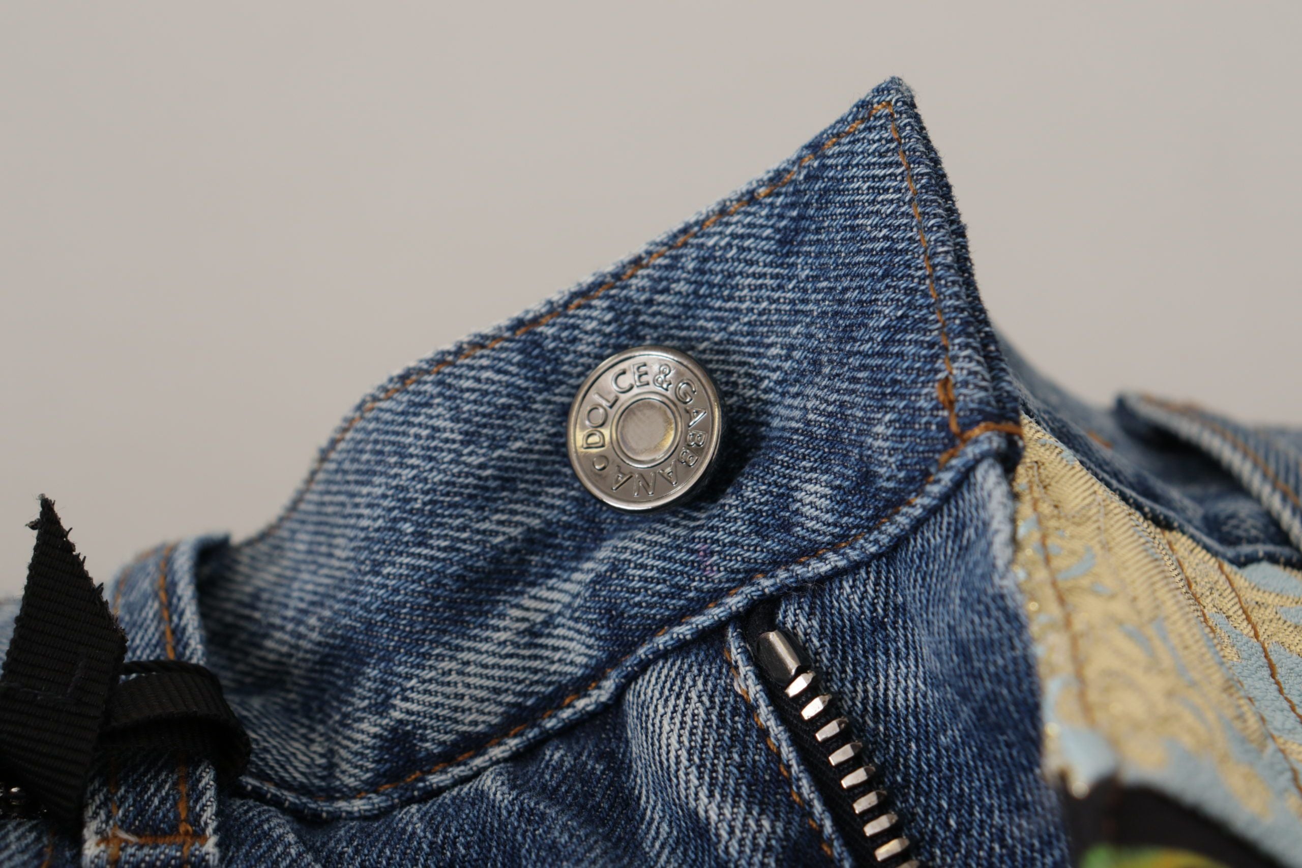 Dolce &amp; Gabbana Blue Jeans Jakarlı Majolica Yüksek Bel Pantolon