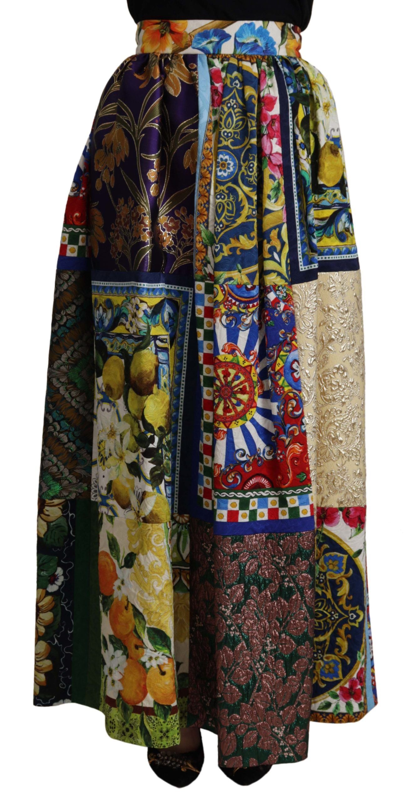Dolce &amp; Gabbana Çok Renkli Patchwork Sicily Uzun Maksi Etek
