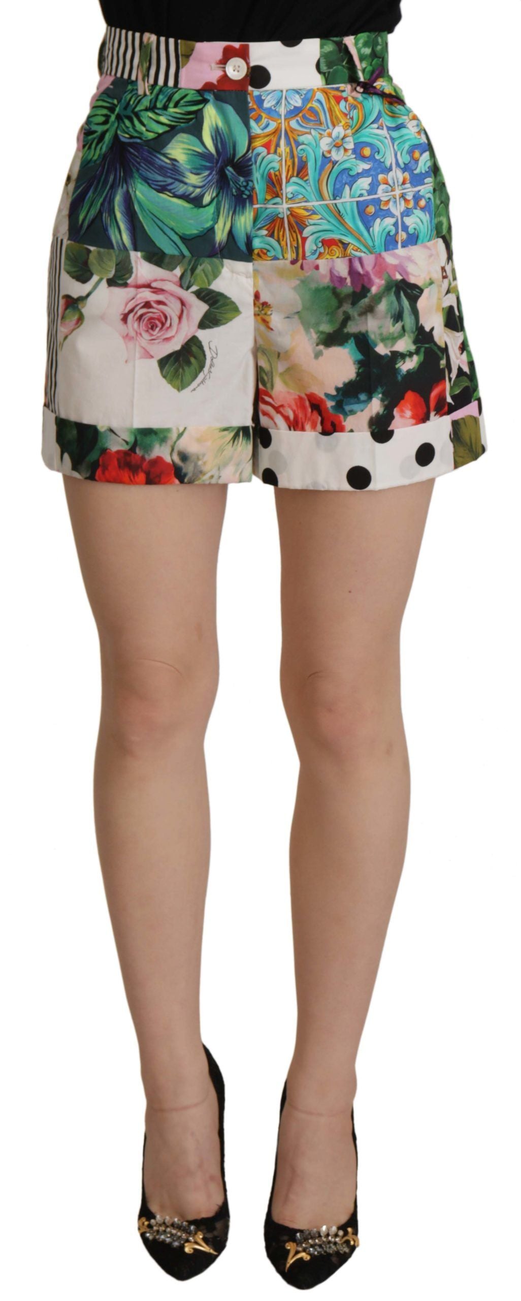 Dolce &amp; Gabbana Multicolor High Waist Hot Pants Shorts