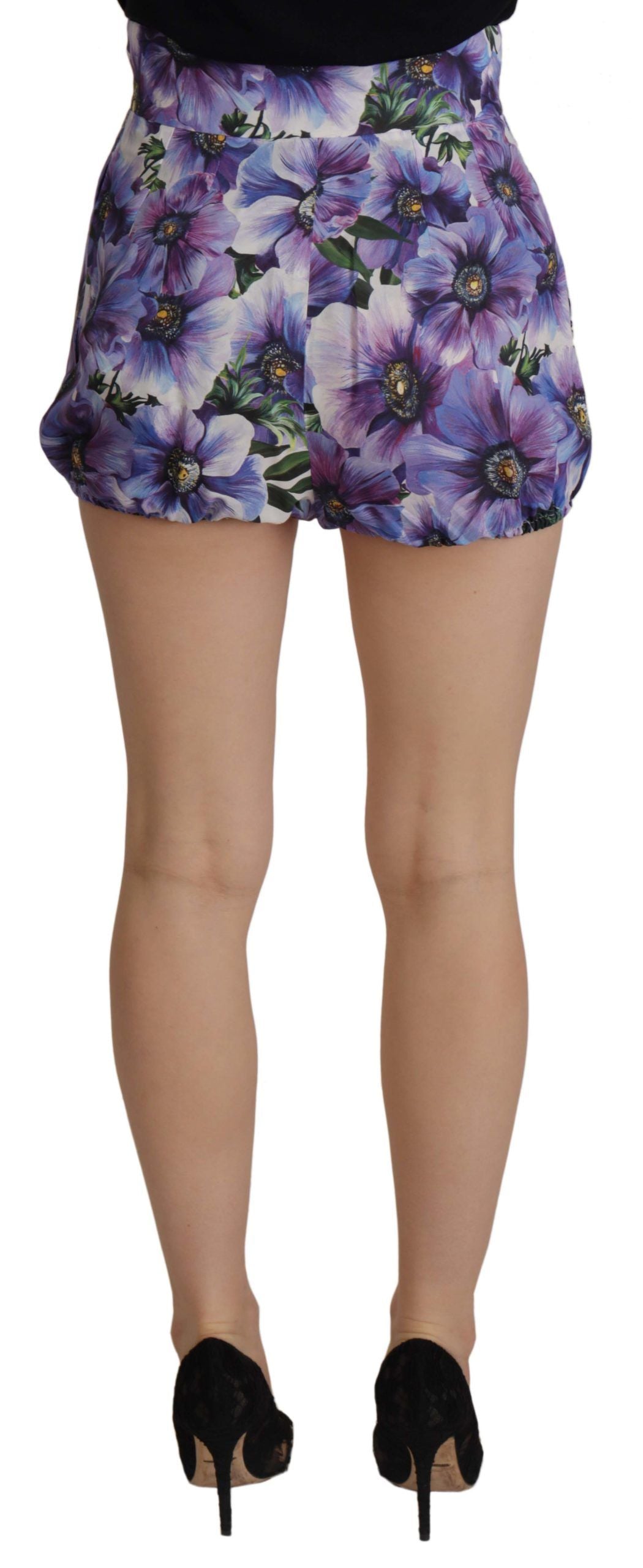 Dolce & Gabbana Lila Anemone Hohe Taille Hot Pants Shorts