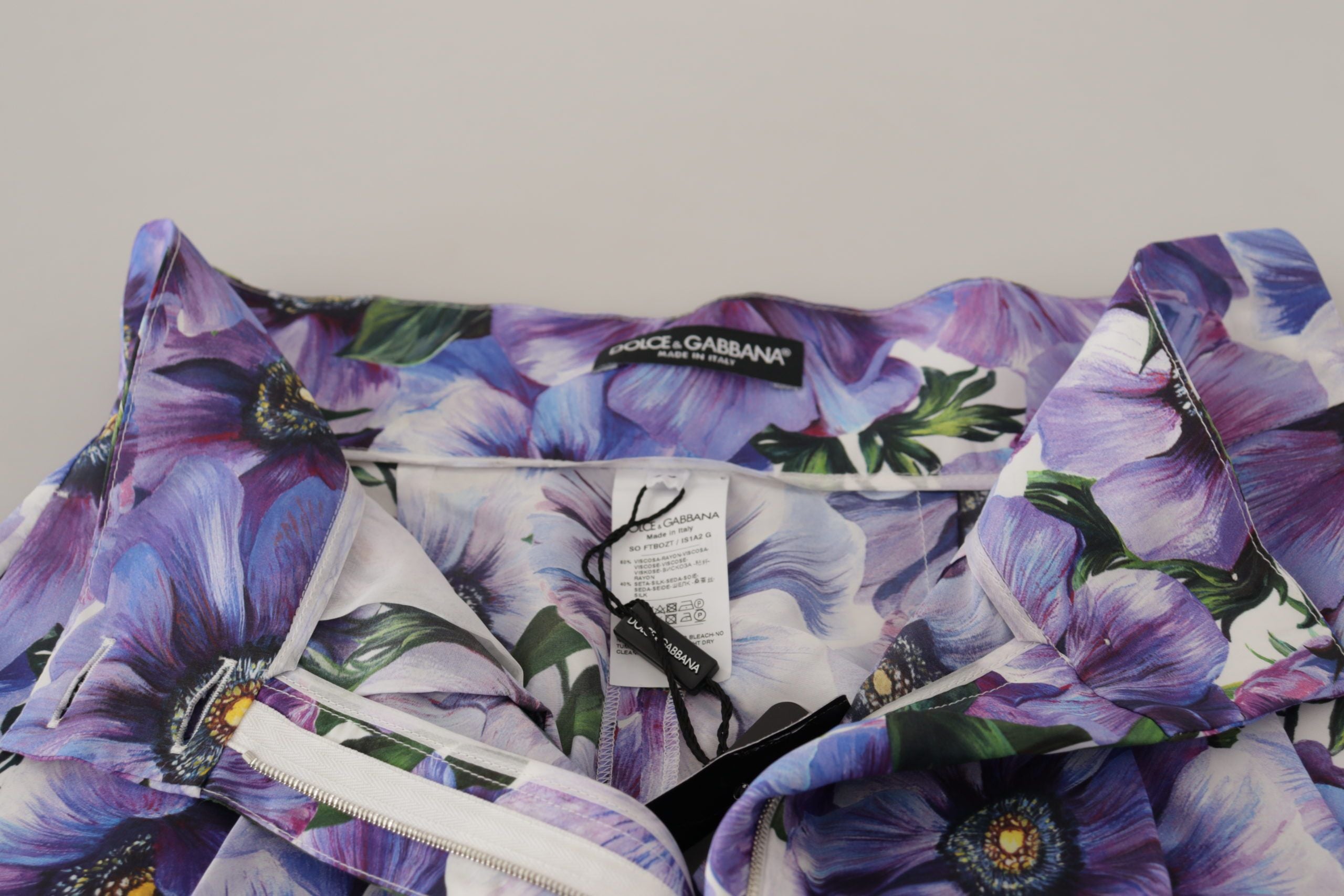 Dolce & Gabbana Lila Anemone Hohe Taille Hot Pants Shorts