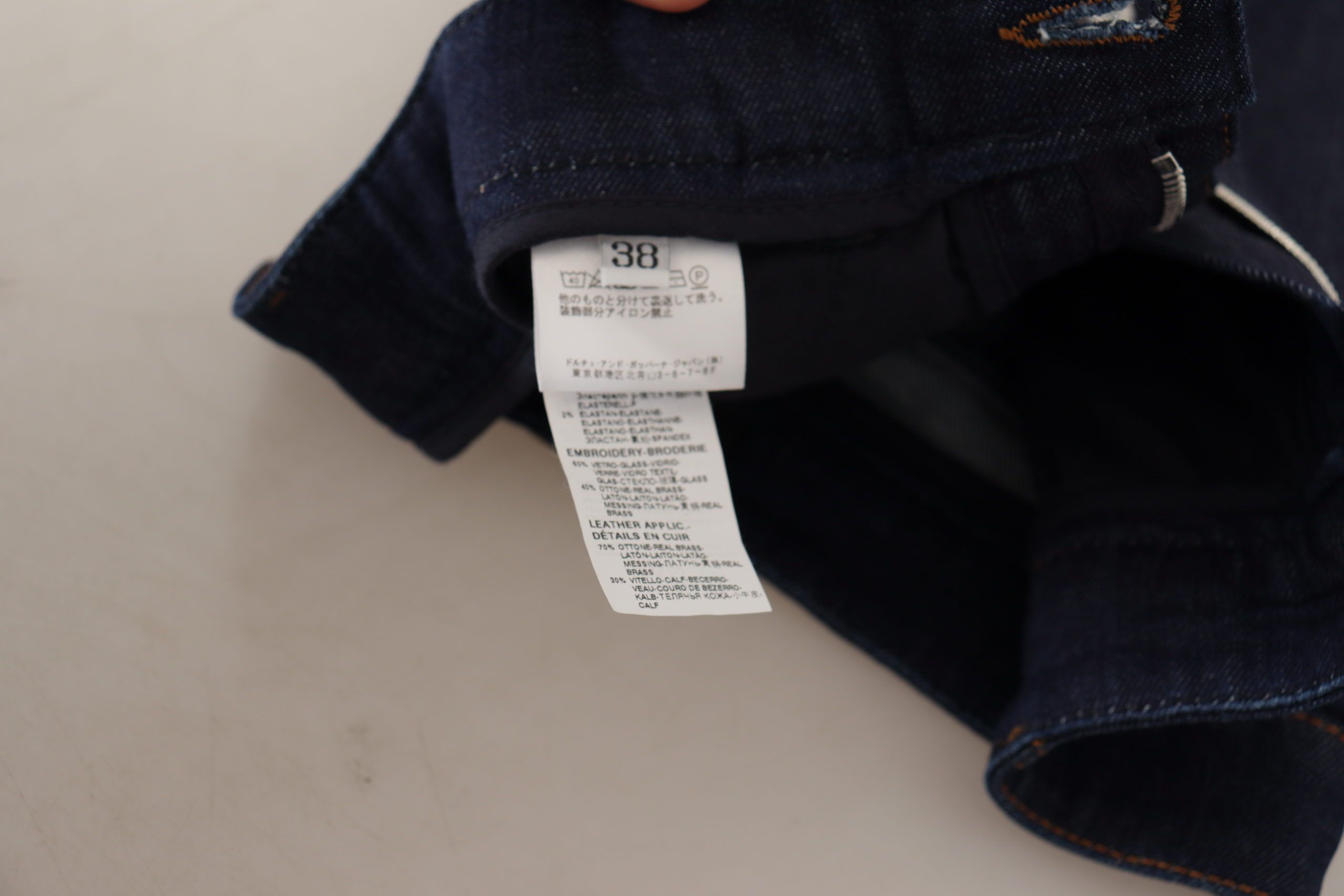 Dolce & Gabbana Blaue Denim Stretch Crystal Hot Pants Shorts