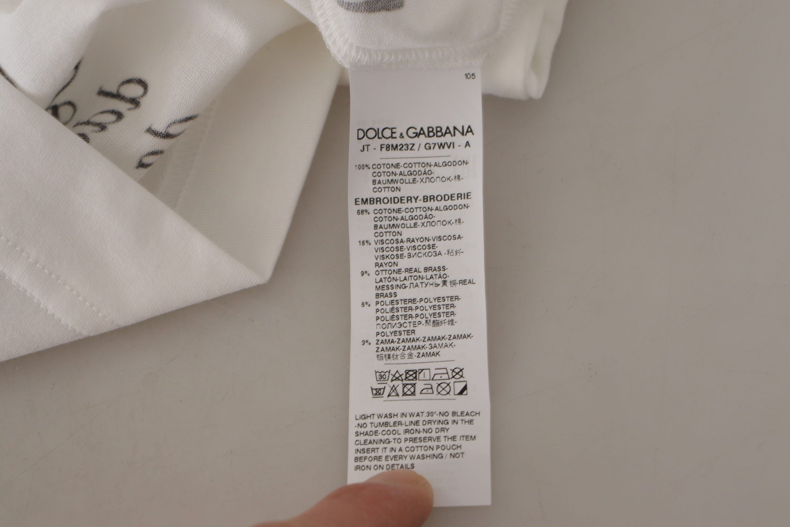 Dolce & Gabbana Weiß Schwarz Rosen Baumwoll-T-Shirt mit Rundhalsausschnitt