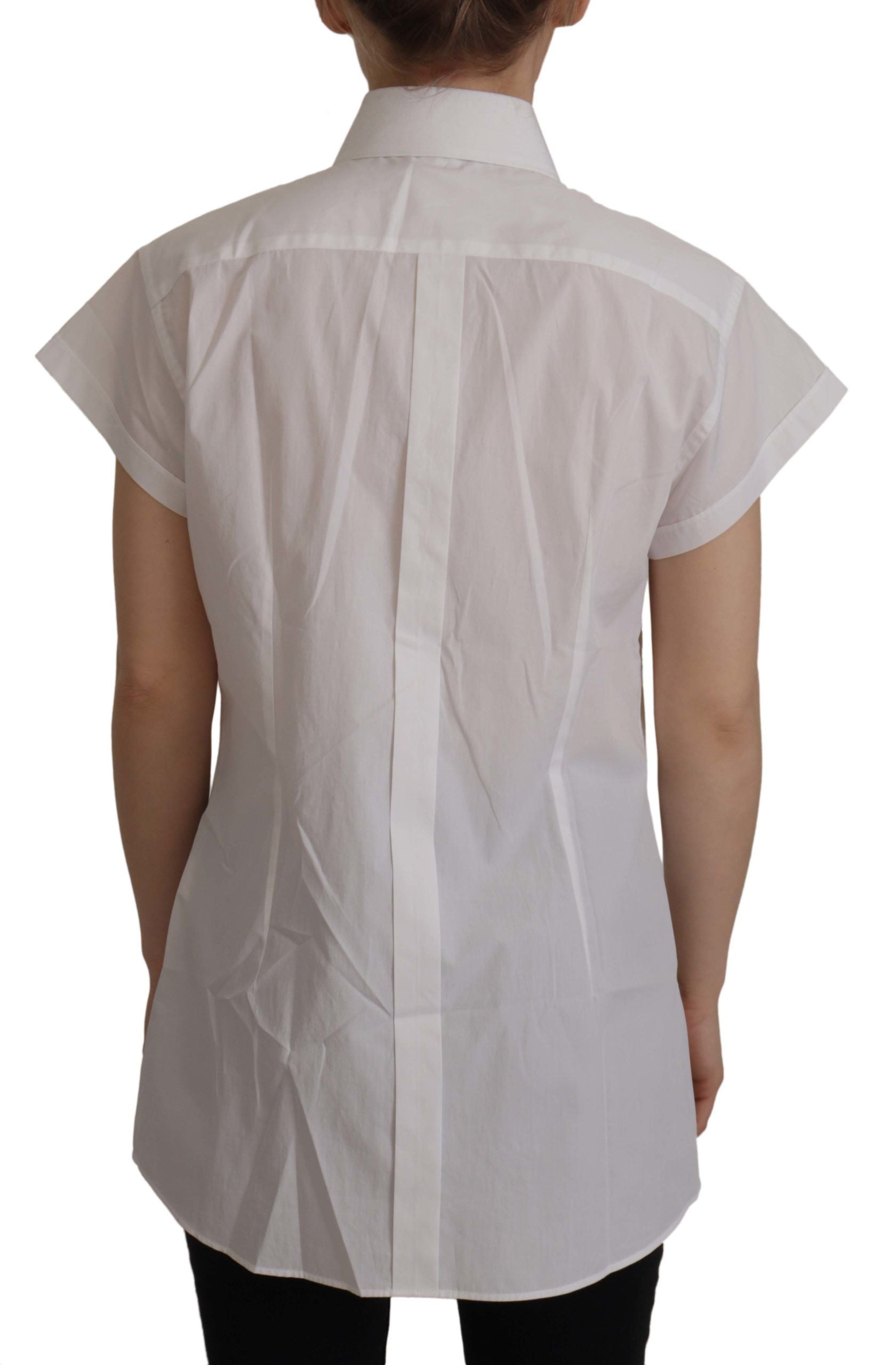 Dolce &amp; Gabbana white sleeveless tuxedo blouse top for formal occasions