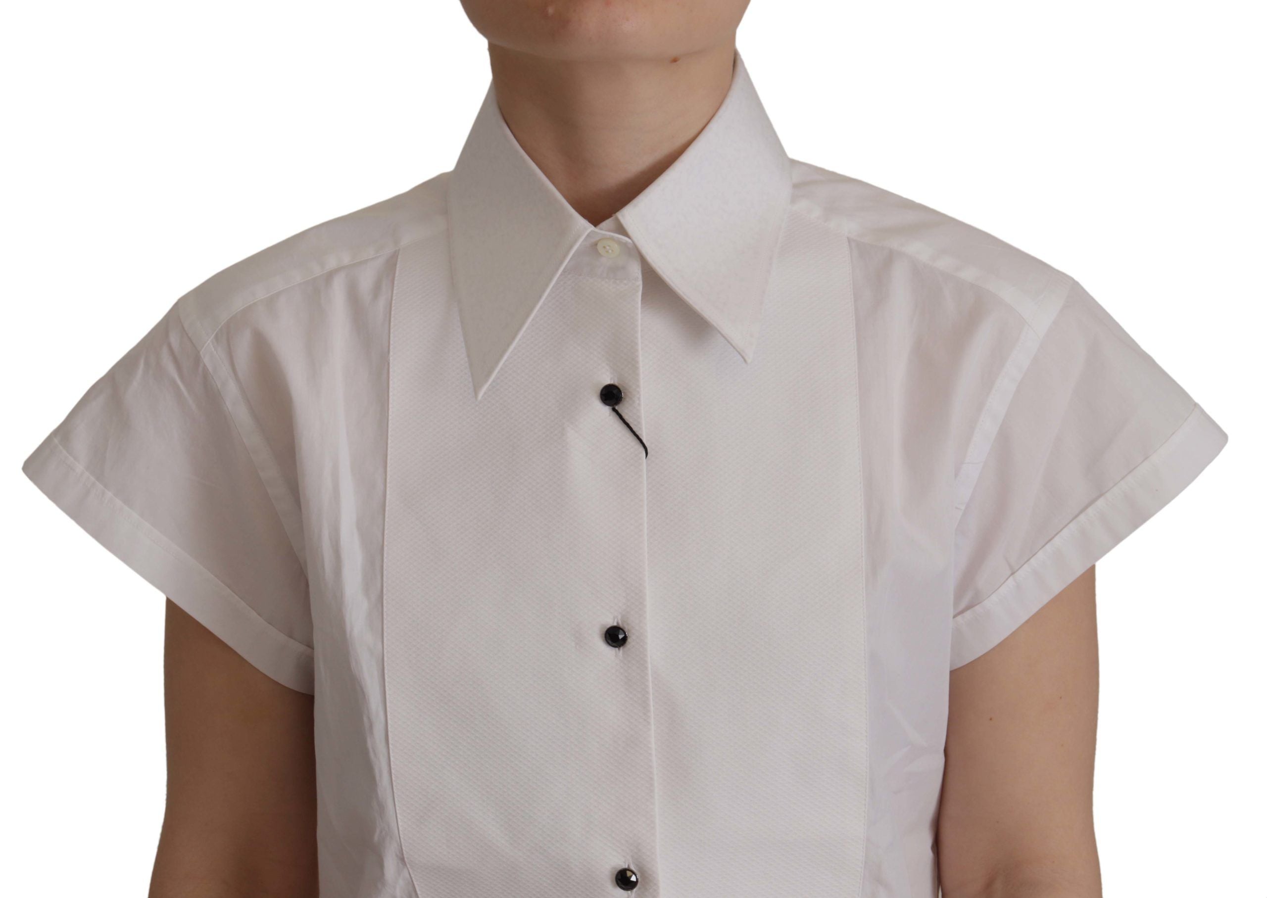 Dolce &amp; Gabbana white sleeveless tuxedo blouse top for formal occasions
