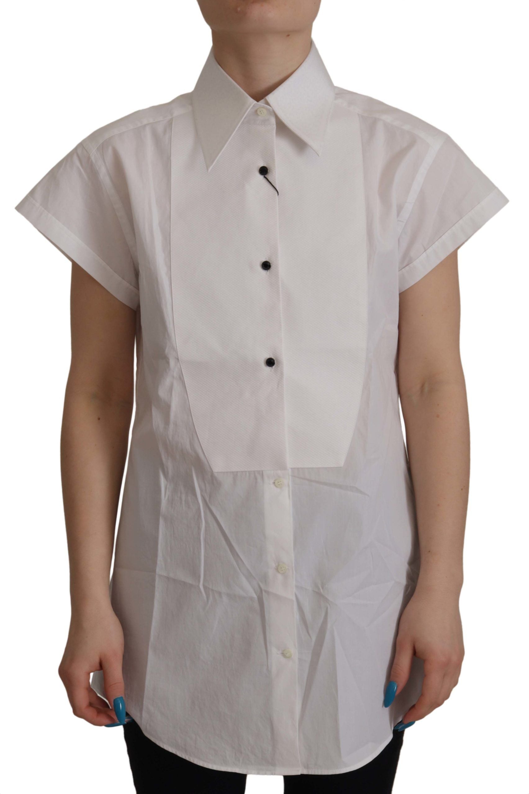 Dolce &amp; Gabbana white sleeveless tuxedo blouse top for formal occasions