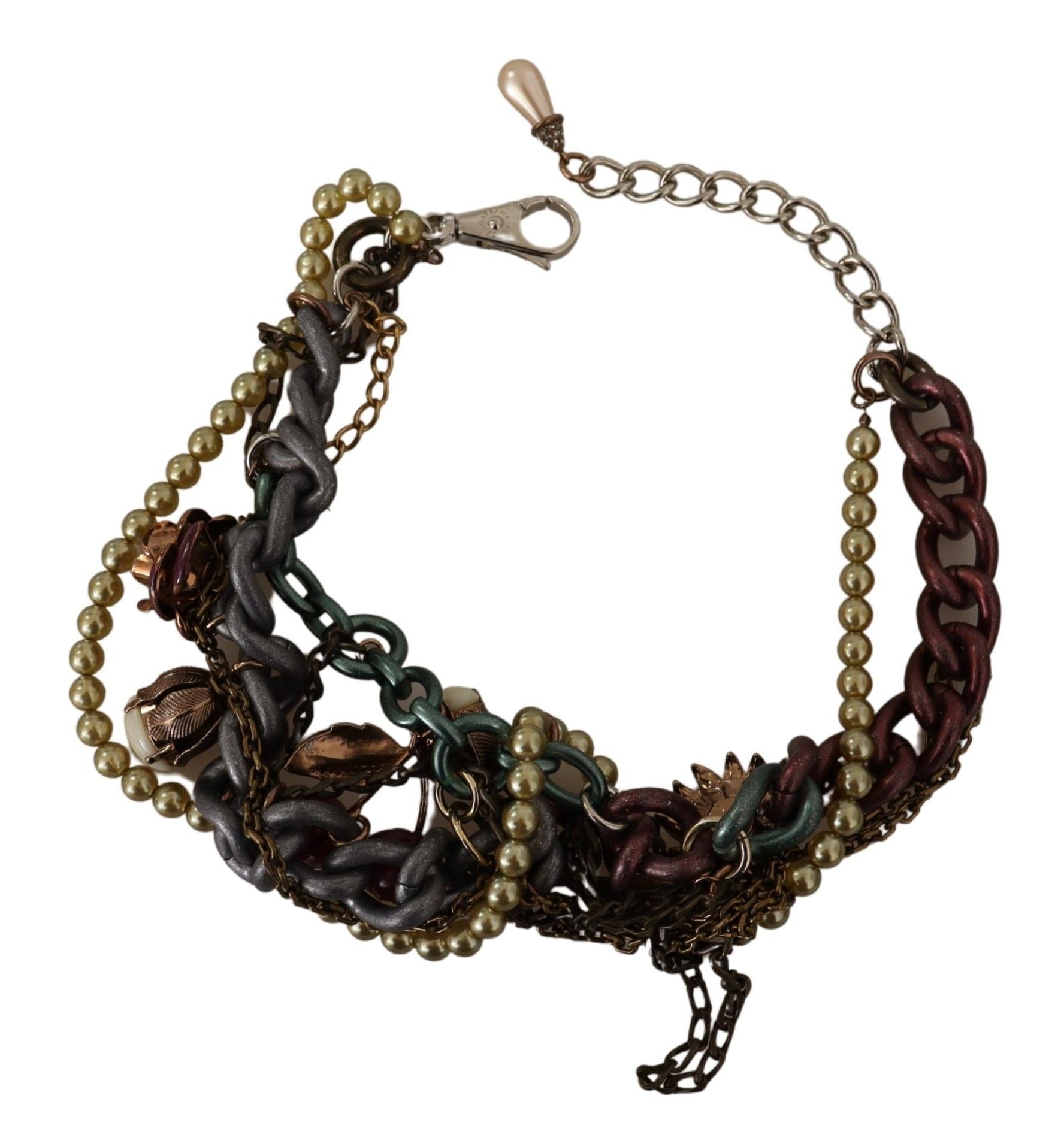 Dolce & Gabbana Goldmessing Sizilien Floral Kristall Statement Halskette