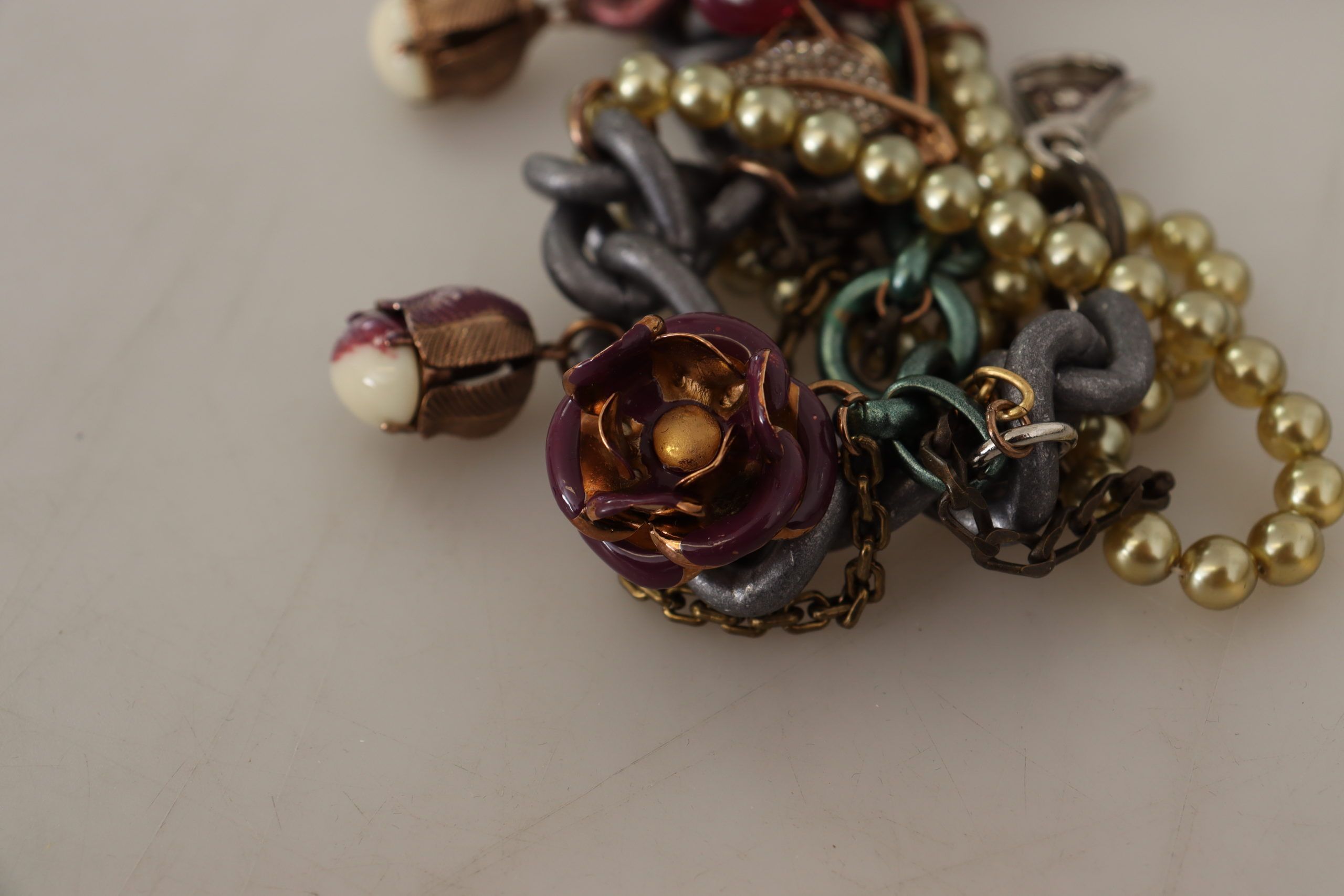 Dolce & Gabbana Goldmessing Sizilien Floral Kristall Statement Halskette