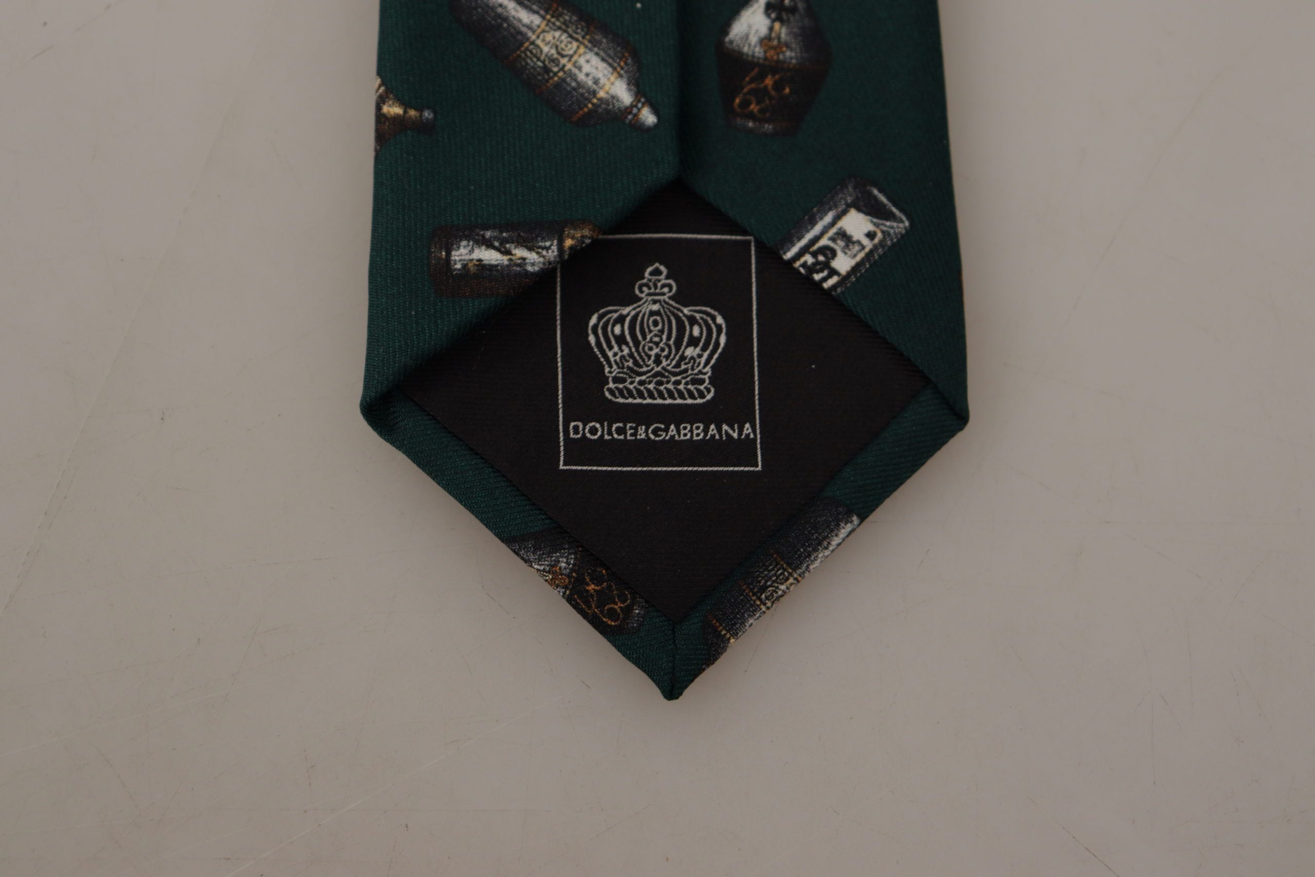 Dolce &amp; Gabbana Black Bottle Fantasy Print Silk Tie with Adjustable Accessory