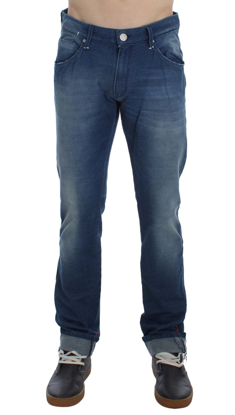 Eight Blue Wash Denim Cotton Stretch Slim Fit Jeans
