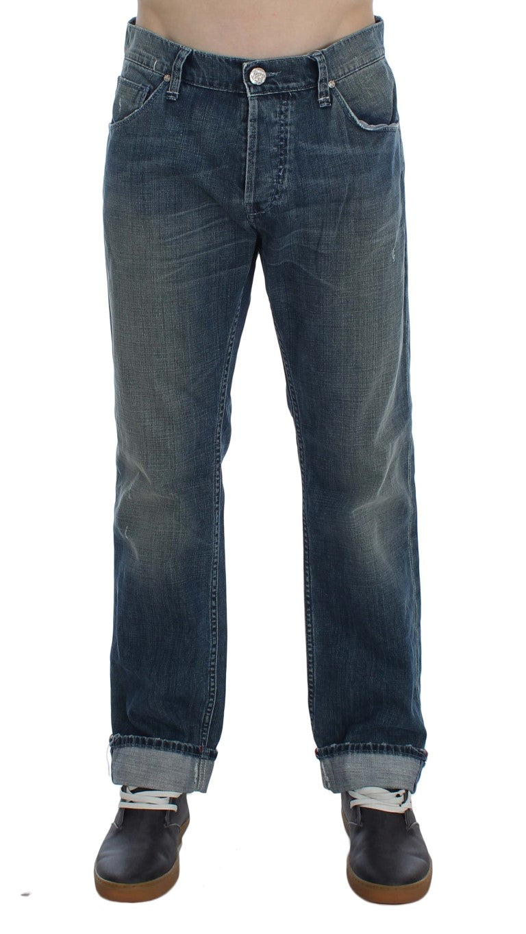 Eight Blue Wash Cotton Denim Regular Fit Jeans