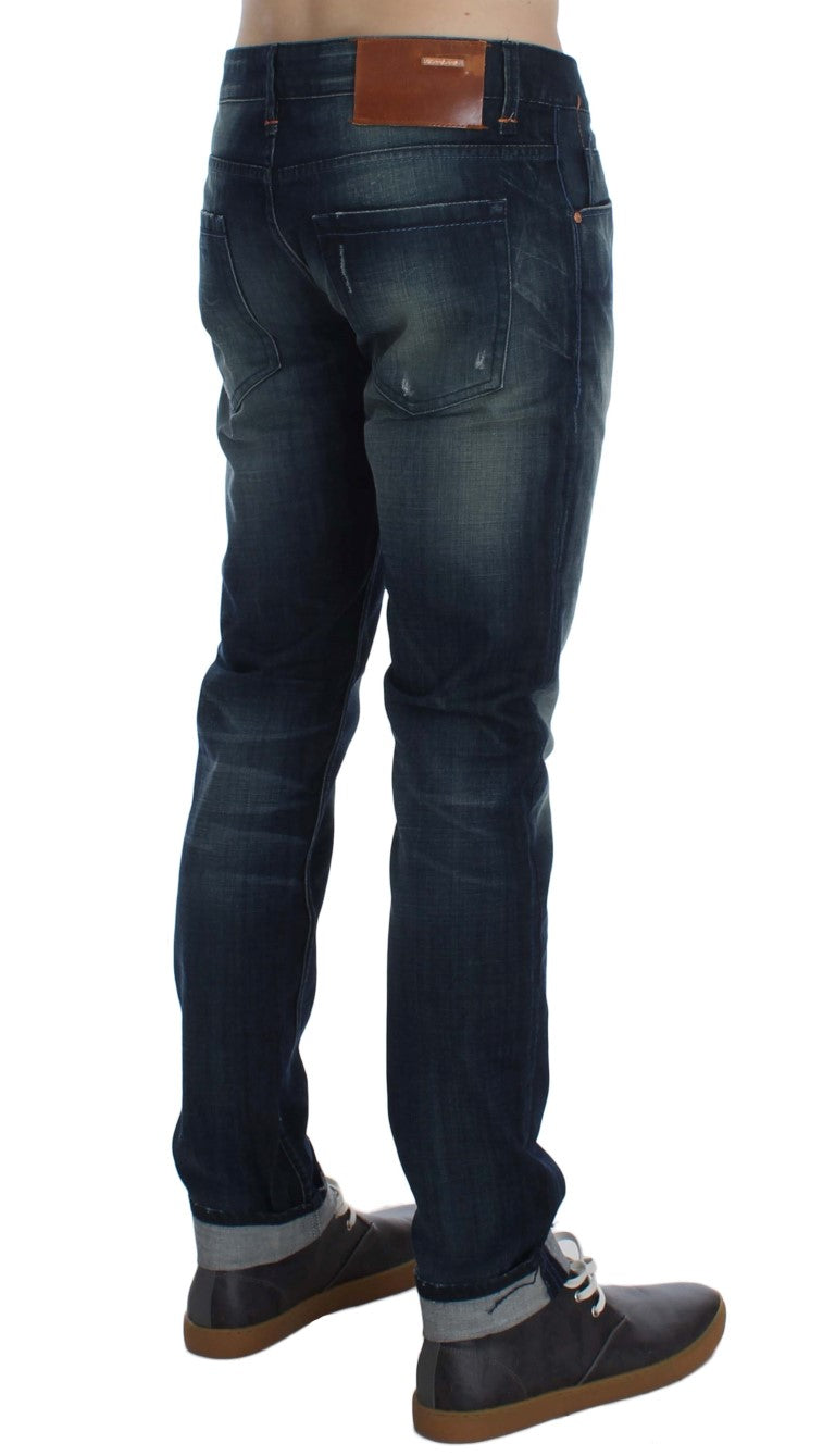 Eight Blue Wash Cotton Denim Slim Fit Jeans