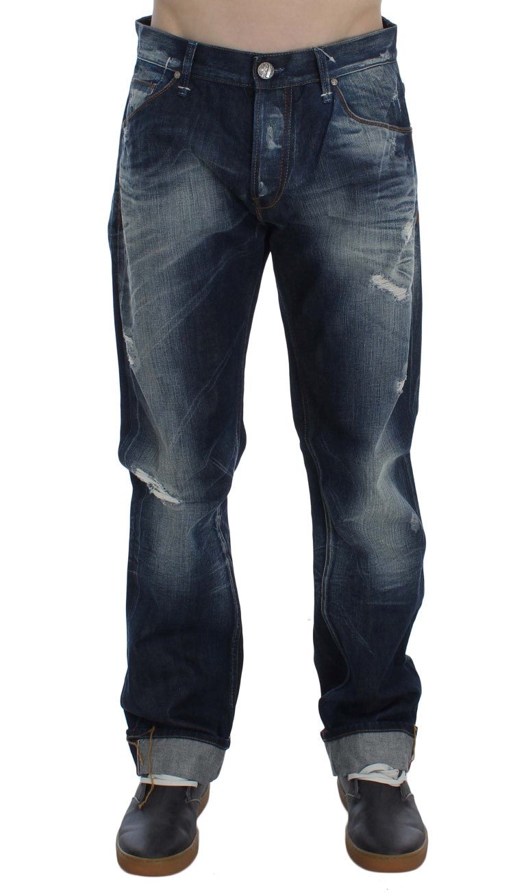Eight Blue Wash Cotton Denim Regular Fit Jeans