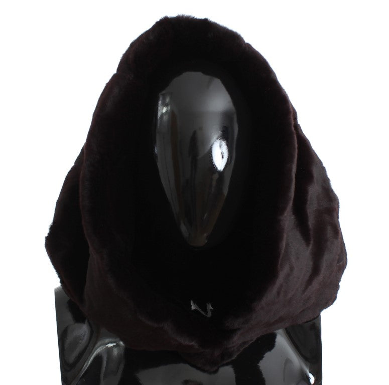 Dolce &amp; Gabbana Purple Weasel Fur Crochet Hooded Scarf Hat