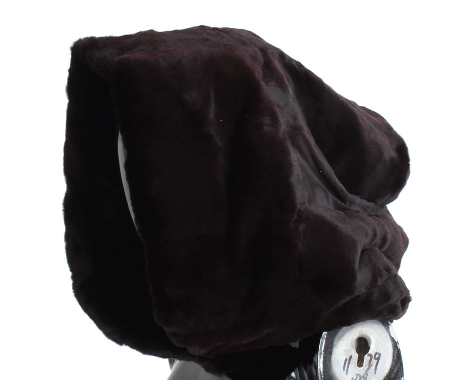 Dolce &amp; Gabbana Purple Weasel Fur Crochet Hooded Scarf Hat