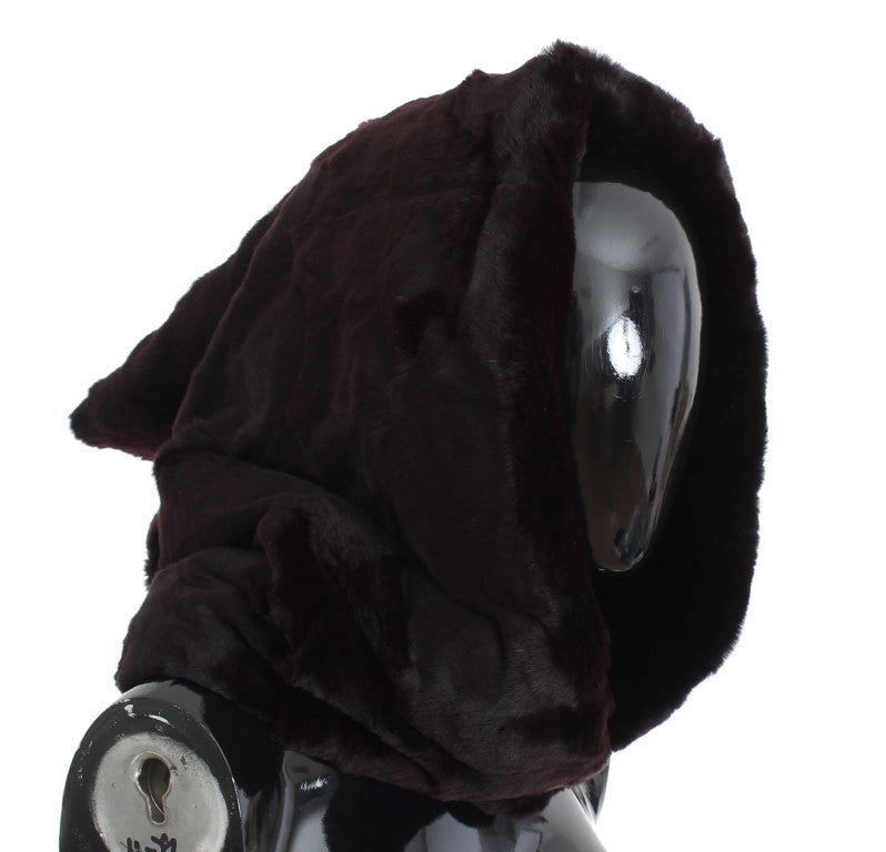 Dolce &amp; Gabbana Purple Weasel Fur Crochet Hooded Scarf Hat