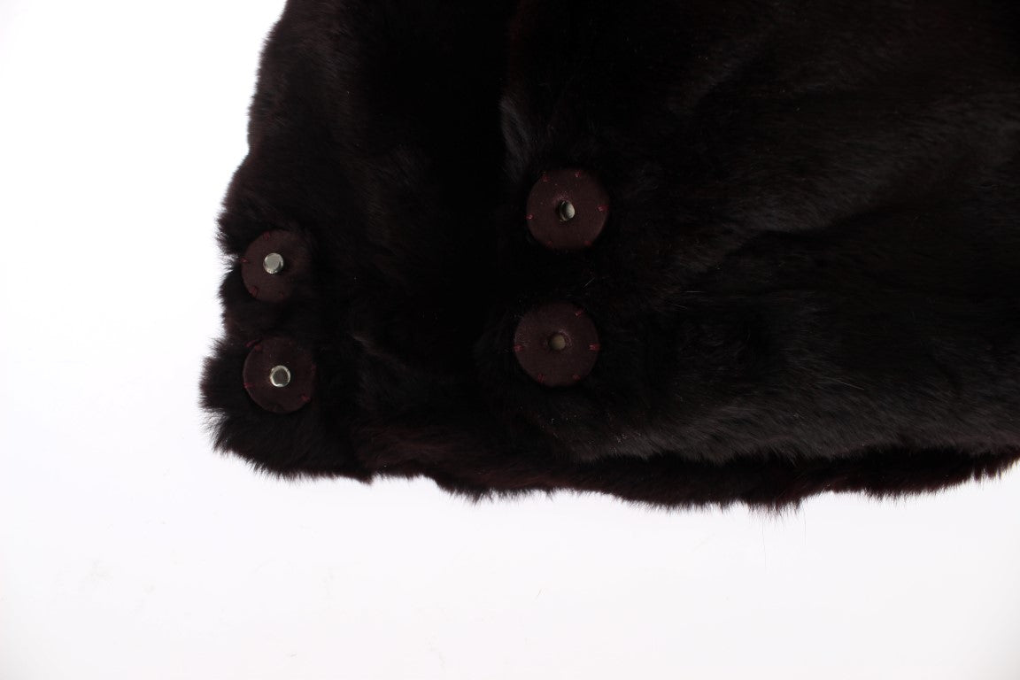 Dolce &amp; Gabbana Purple Weasel Fur Crochet Hooded Scarf Hat