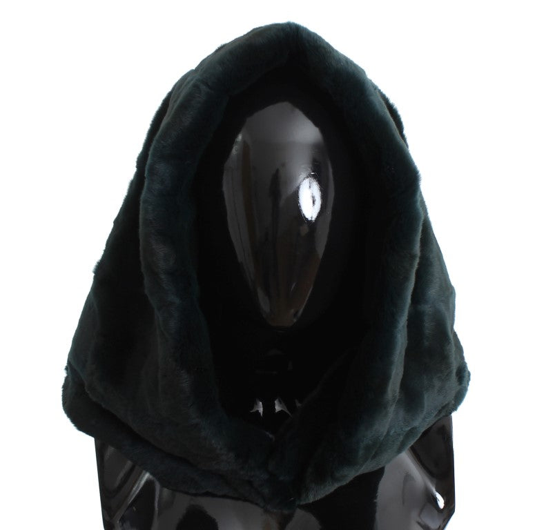 Dolce &amp; Gabbana Green Weasel Fur Crochet Hood Scarf Hat