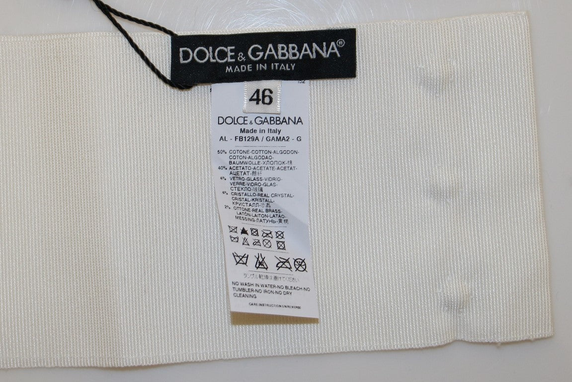 Dolce &amp; Gabbana White Crystal Brass Wide Waist Belt Runway