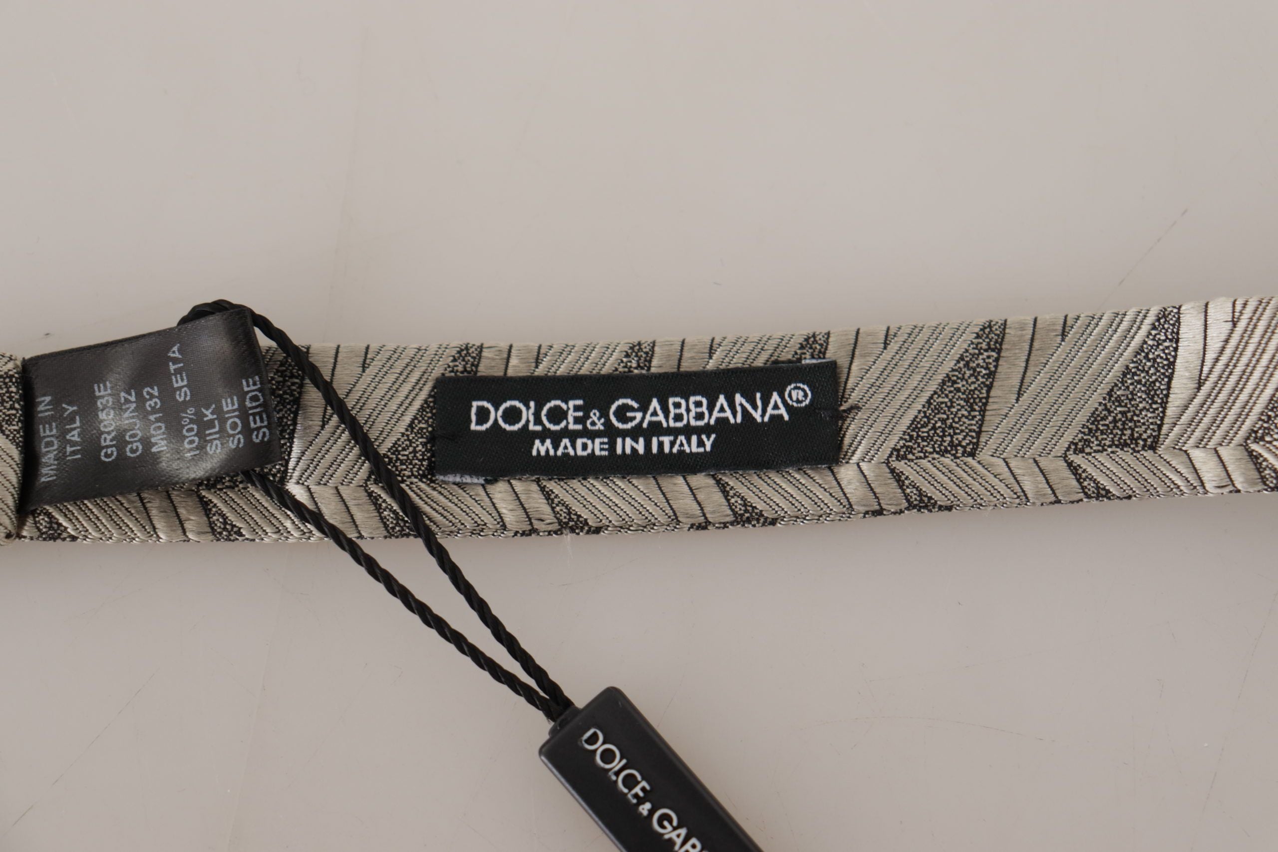 Dolce & Gabbana Graue 100% Seide Verstellbare Hals Papillon Fliege