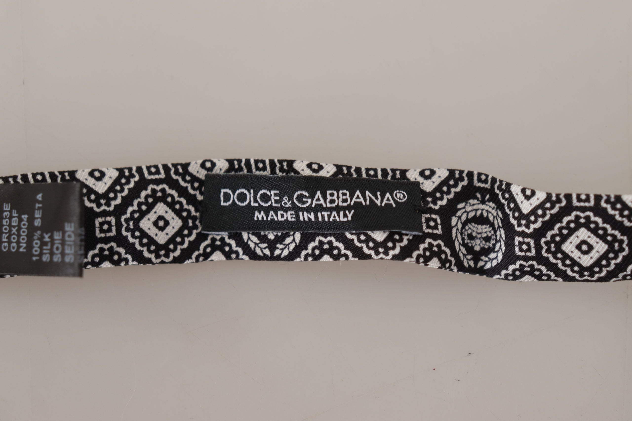 Dolce & Gabbana Schwarz weiß 100% Seide Verstellbare Papillon Krawatte