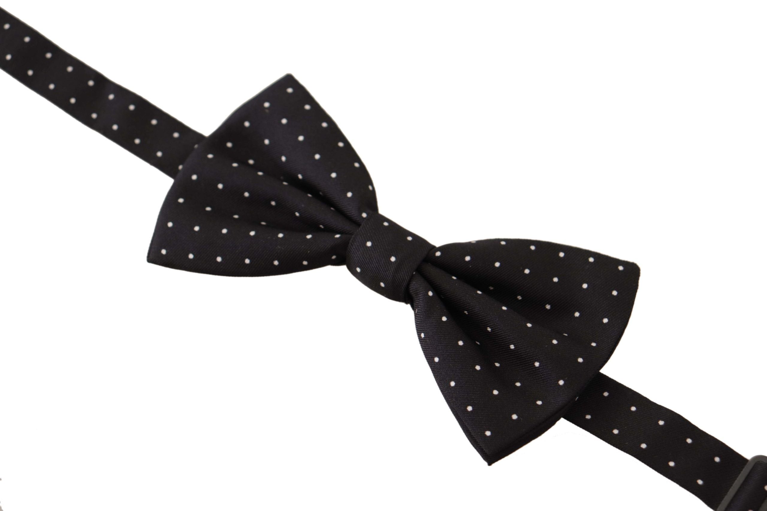 Dolce &amp; Gabbana Black and White Polka Dot 100% Silk Neck Papillon Tie