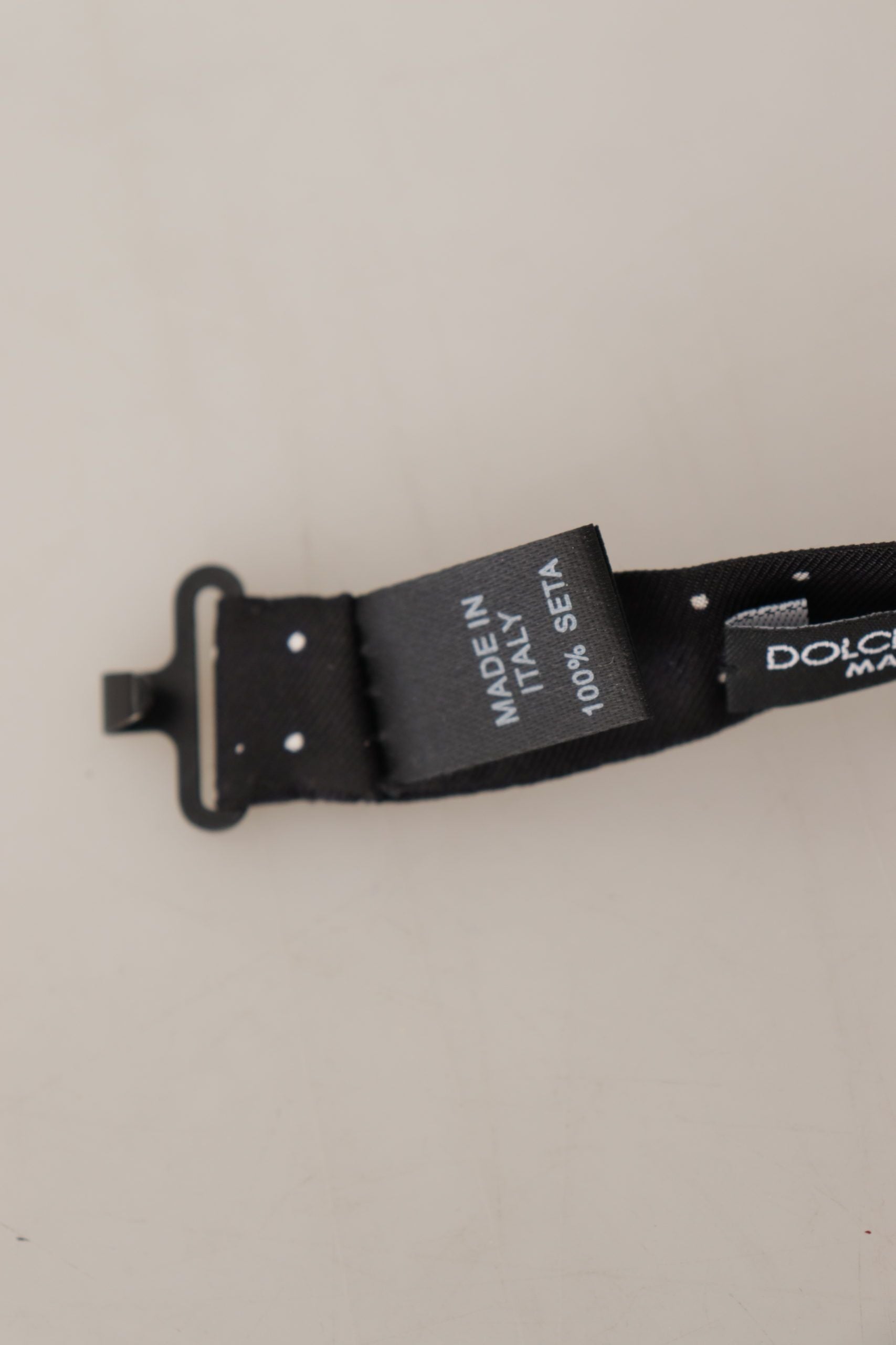 Dolce & Gabbana Schwarz-Weiß gepunktet 100% Seide Hals Papillon Krawatte