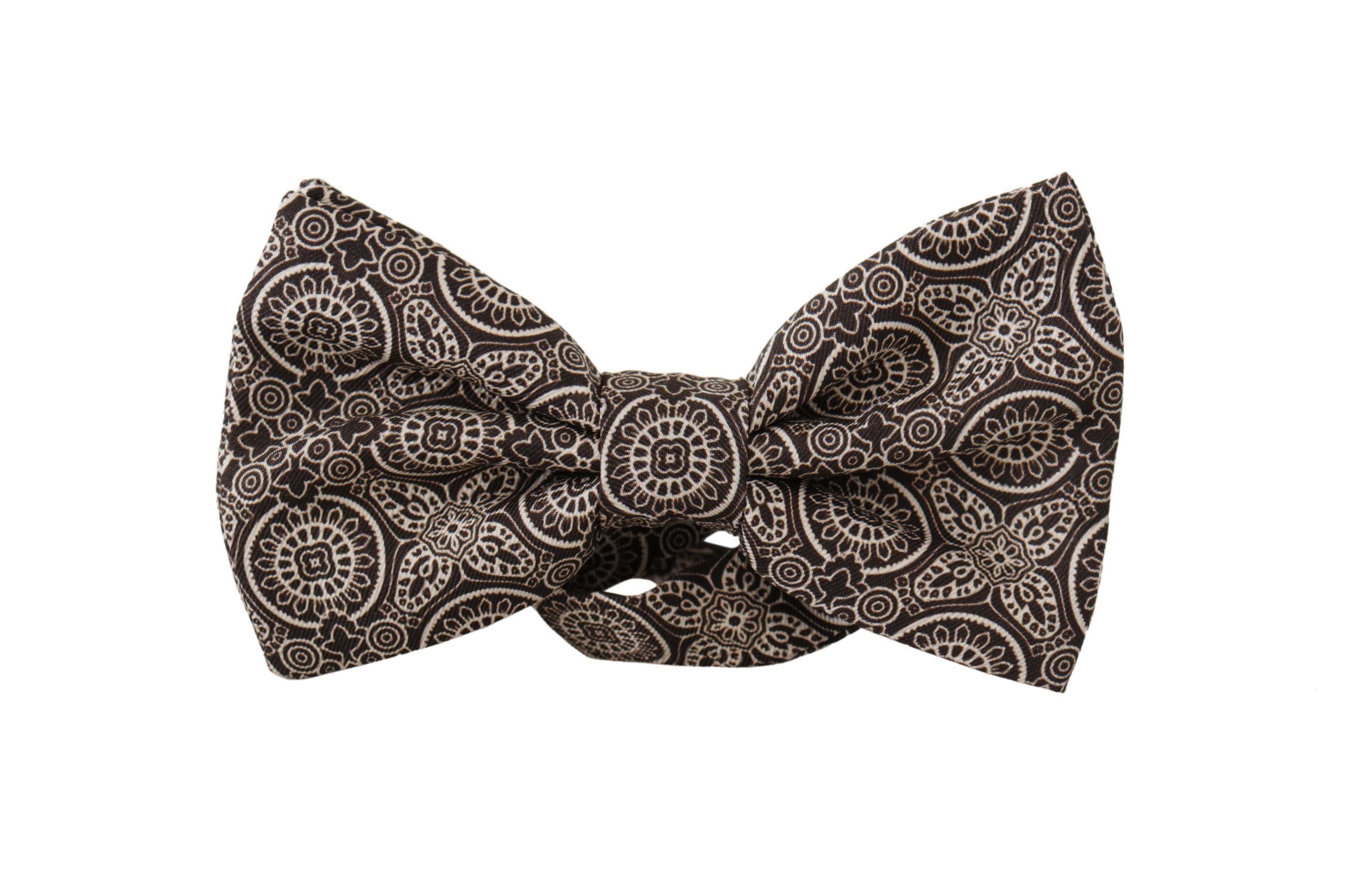Dolce &amp; Gabbana Black and White 100% Silk Adjustable Papillon Tie