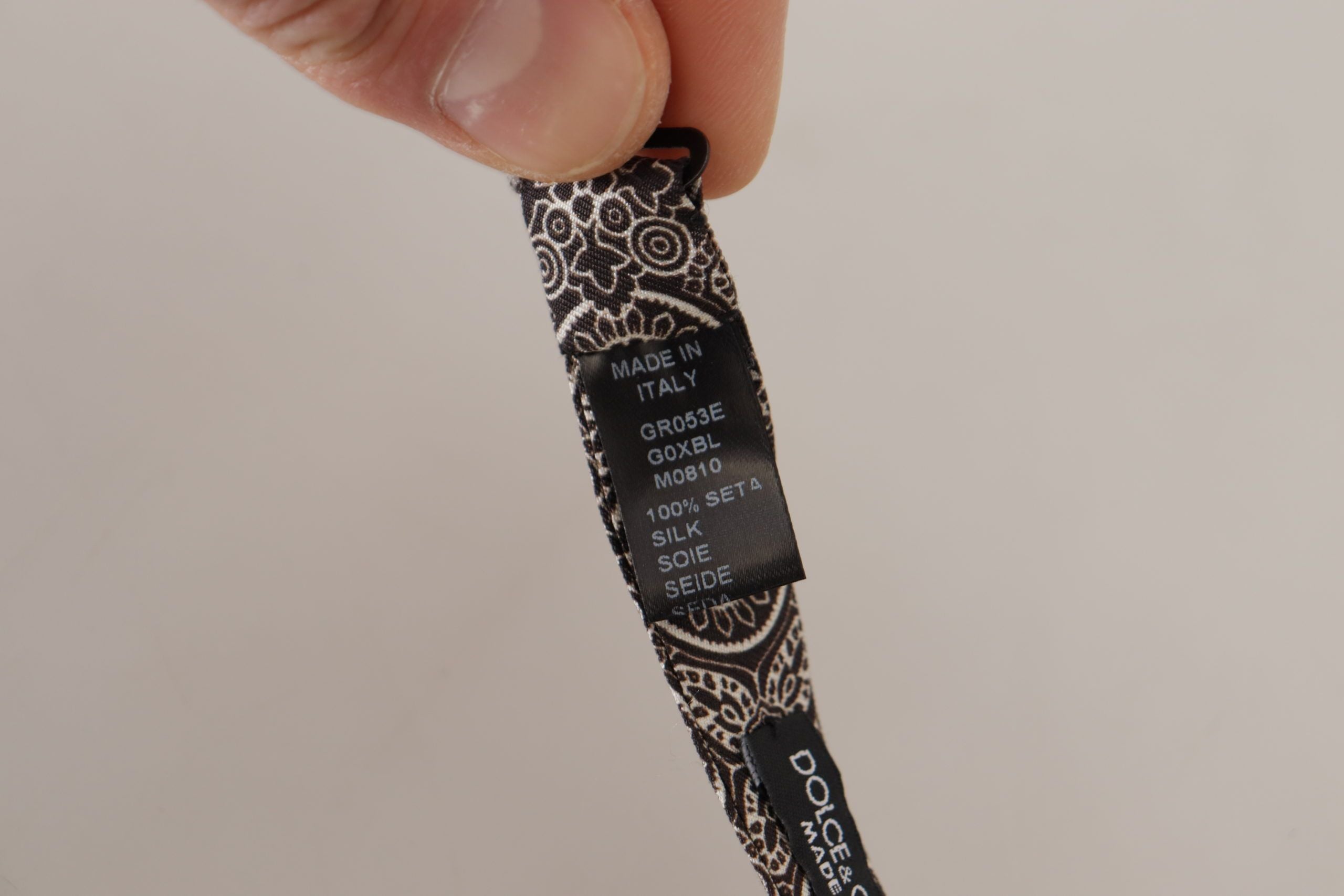 Dolce &amp; Gabbana Black and White 100% Silk Adjustable Papillon Tie