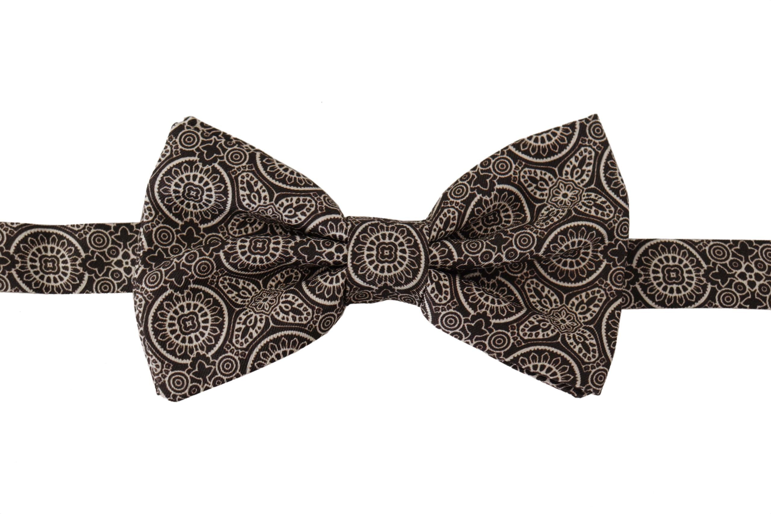 Dolce &amp; Gabbana Black and White 100% Silk Adjustable Papillon Tie