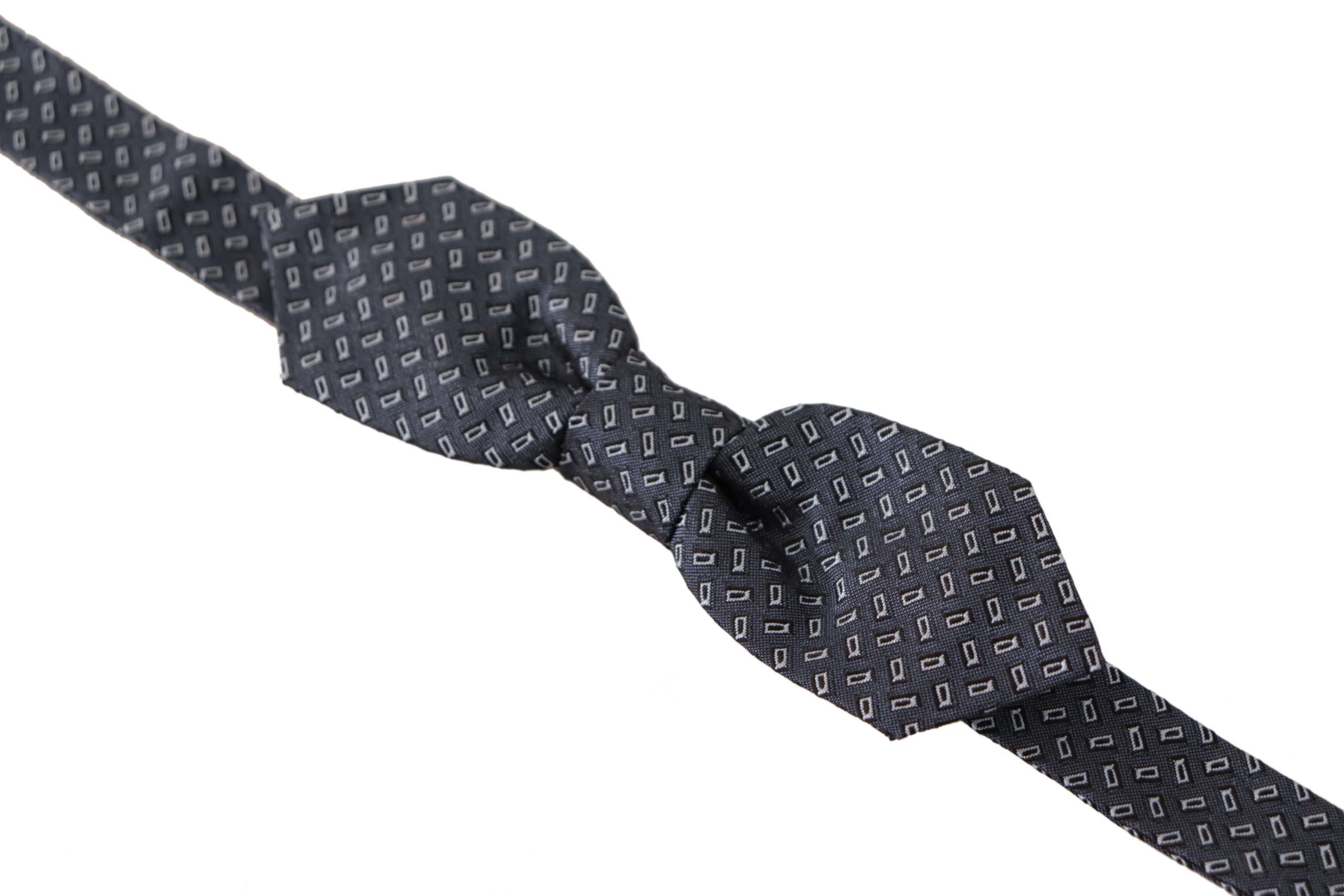 Dolce &amp; Gabbana Blue-grey dotted neck tie made of 100% silk Papillon