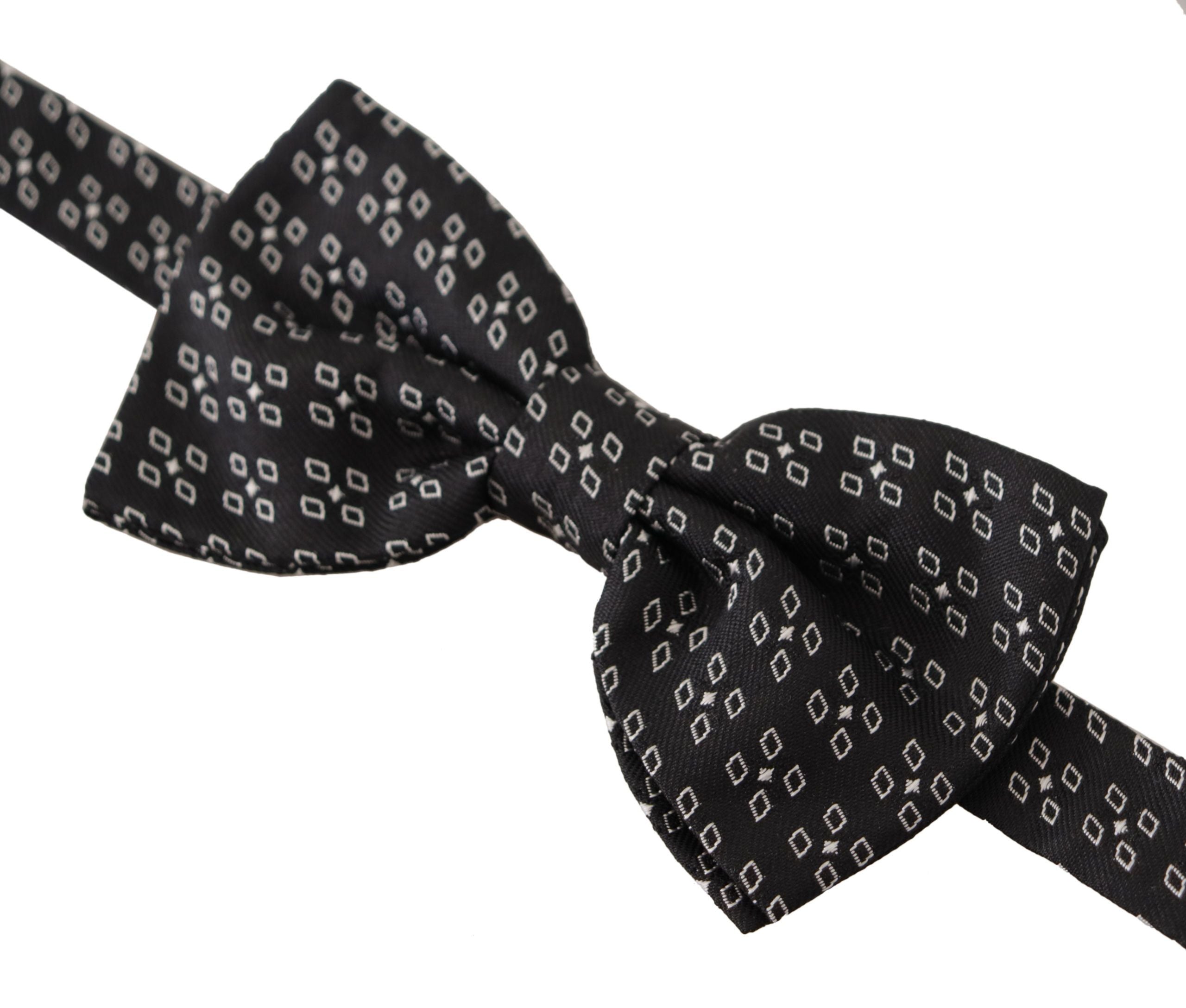 Dolce &amp; Gabbana Black and White Polka Dot 100% Silk Neck Papillon Tie
