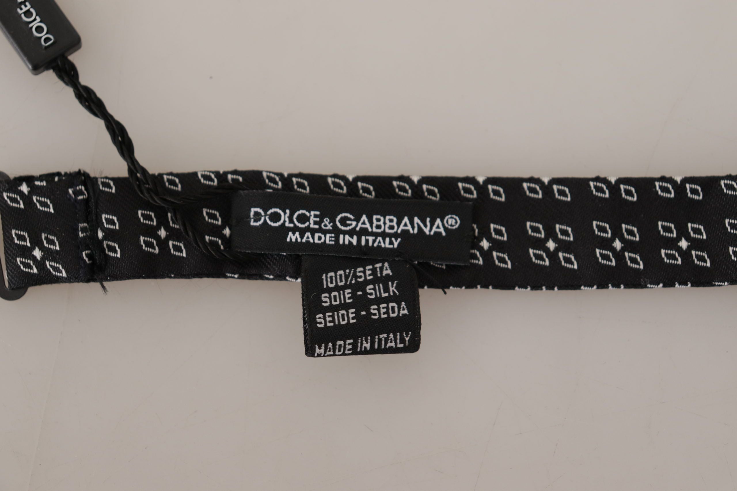 Dolce & Gabbana Schwarz-Weiß gepunktet 100% Seide Hals Papillon Krawatte