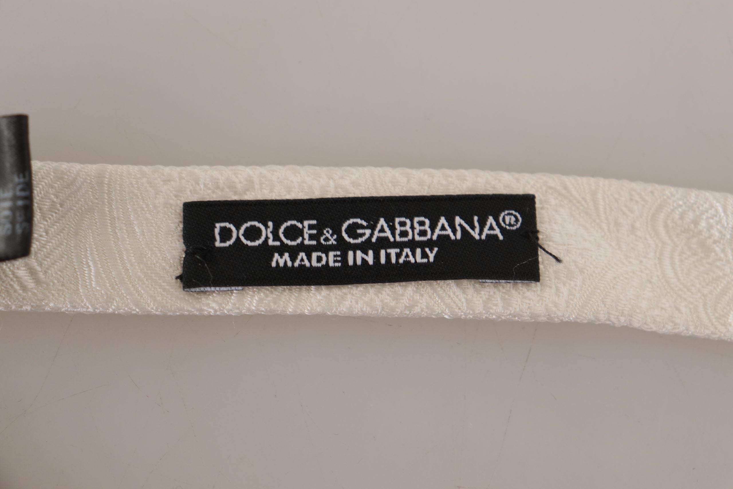 Dolce & Gabbana Weiß 100% Seide Schlank Verstellbare Hals Papillon Krawatte