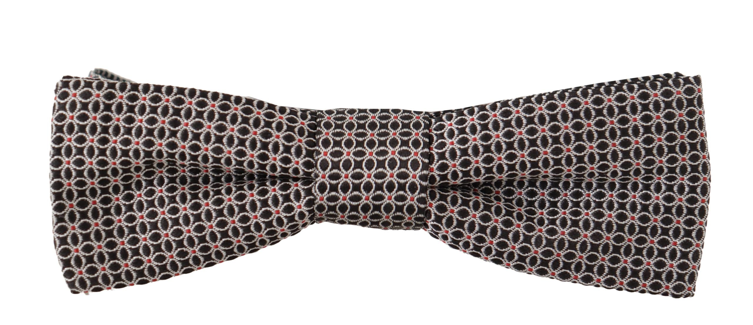 Dolce &amp; Gabbana Black and White Floral Silk Necktie Papillon