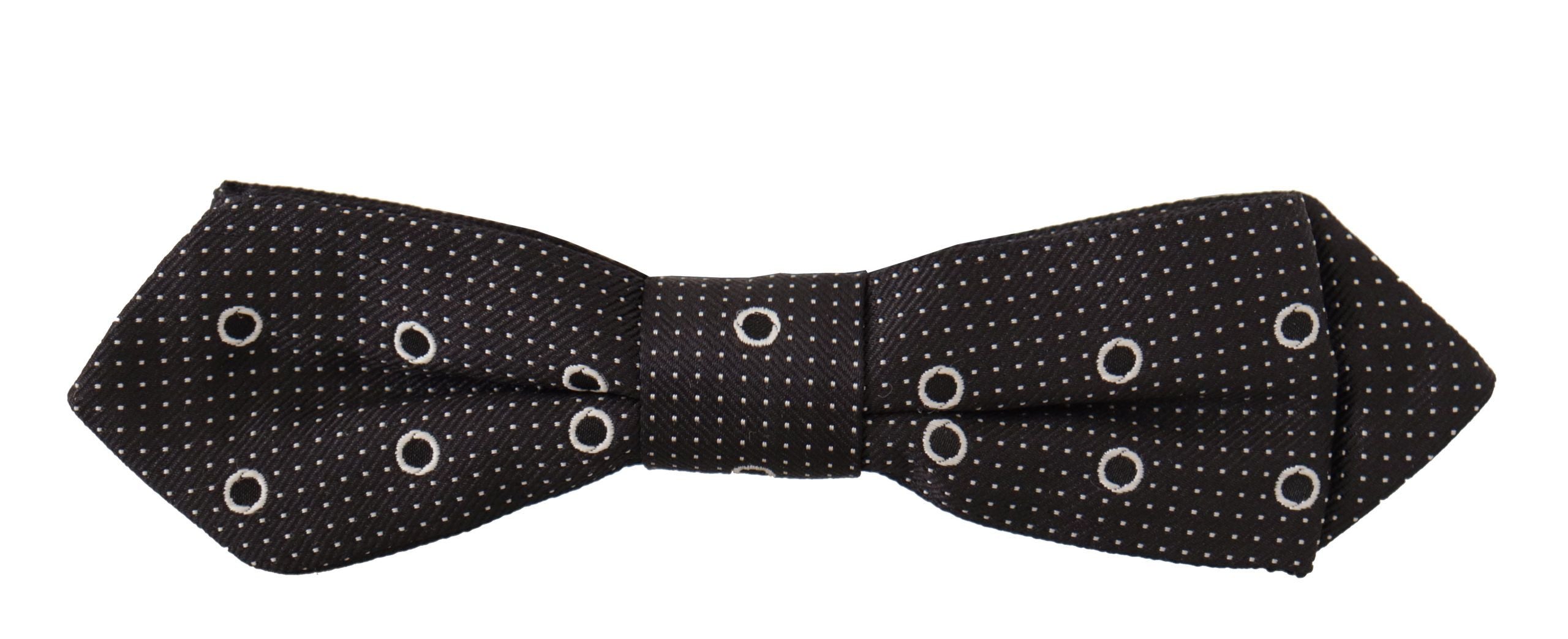 Dolce &amp; Gabbana Black and White Polka Dot 100% Silk Neck Papillon Tie