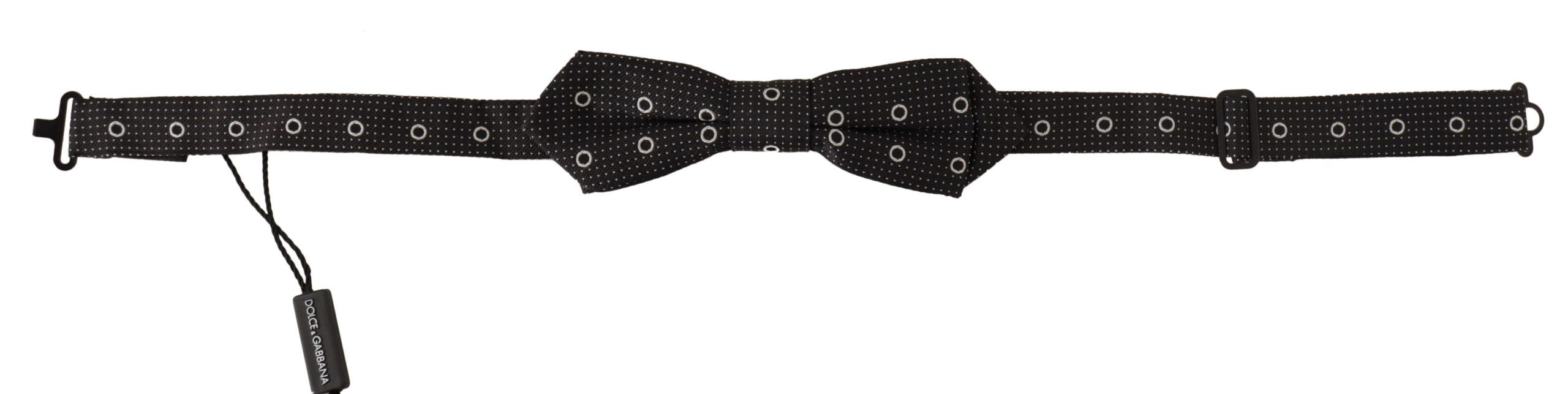 Dolce &amp; Gabbana Black and White Polka Dot 100% Silk Neck Papillon Tie