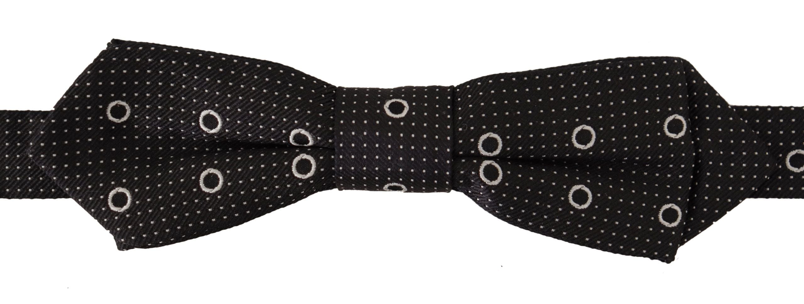 Dolce &amp; Gabbana Black and White Polka Dot 100% Silk Neck Papillon Tie